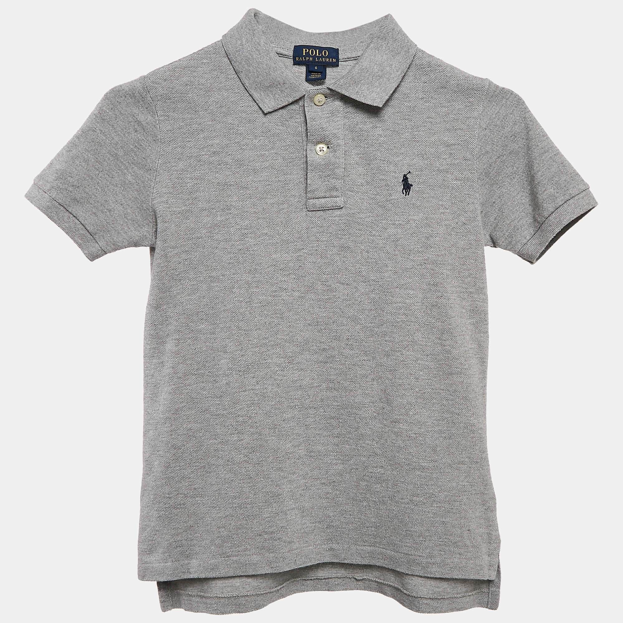 Pre Owned Polo Ralph Lauren Grey Cotton Pique Polo T-Shirt 6 Yrs 