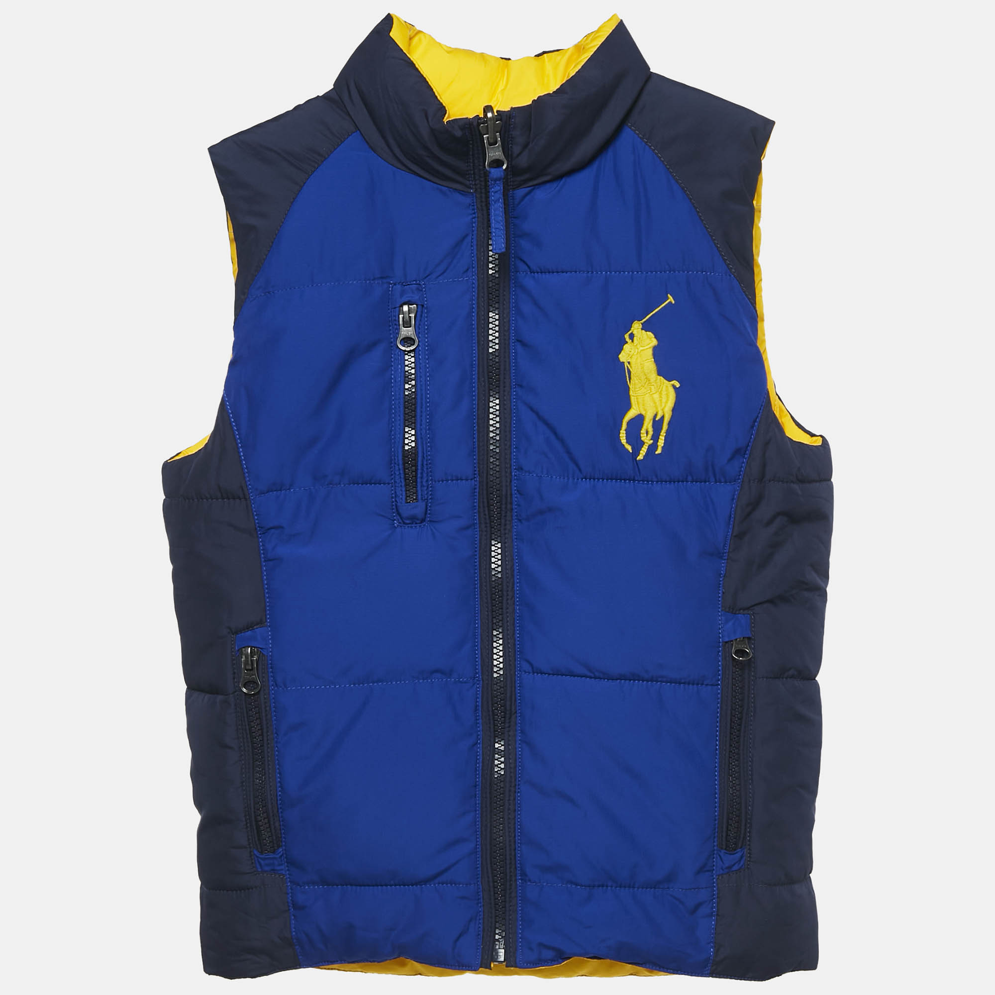 Polo Ralph Lauren Kids Blue/Yellow Synthetic Reversible Puffer Vest 6 Yrs 