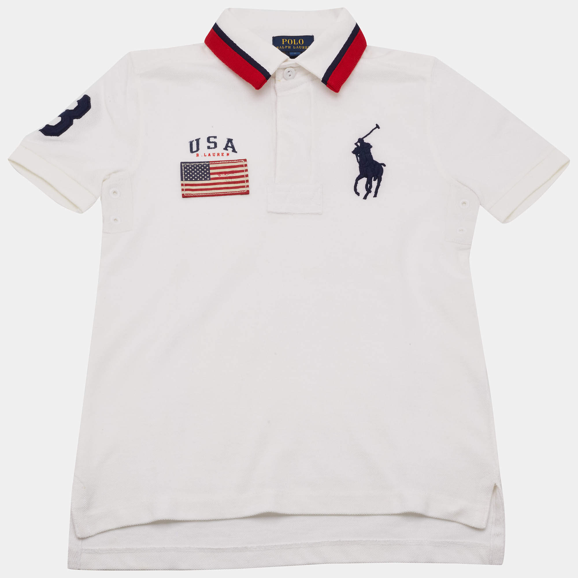 Pre Owned Polo Ralph Lauren Kids Embroidered Pique Polo T-Shirt 7 Yrs