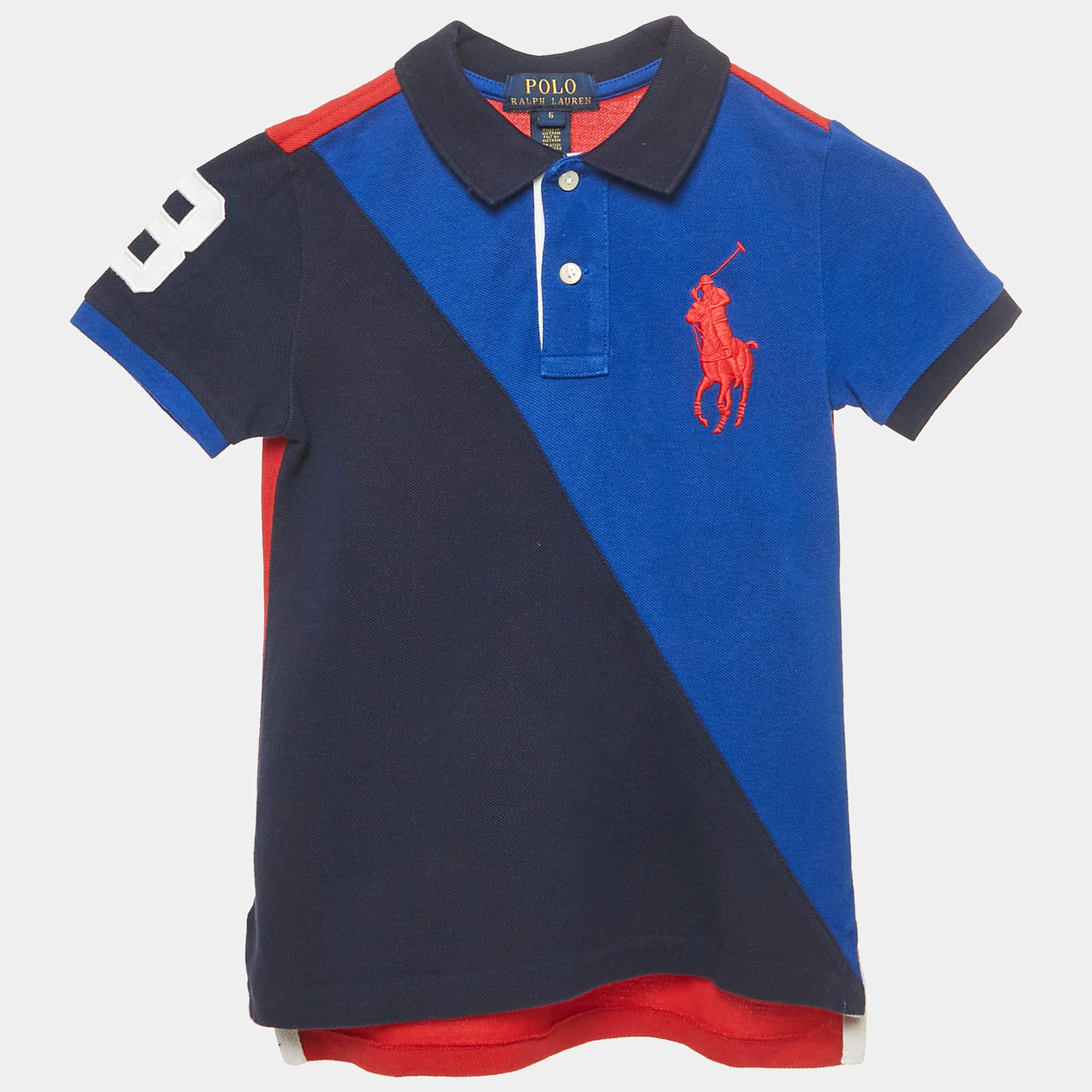 Pre Owned Polo Ralph Lauren Kids Colorblocked Cotton Pique Polo T-Shirt 6 Yrs