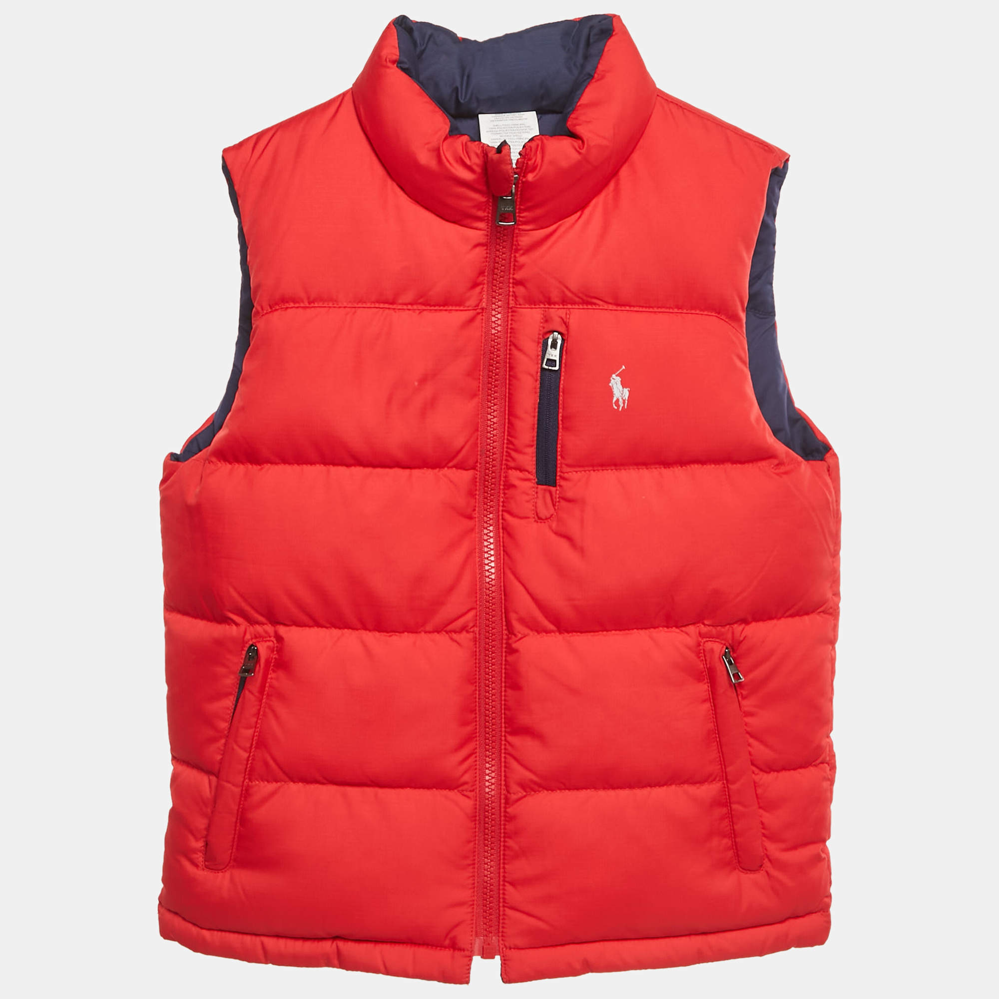 Pre Owned Polo Ralph Lauren Kids Red/Navy Blue Synthetic Reversible Gilet 7Yrs