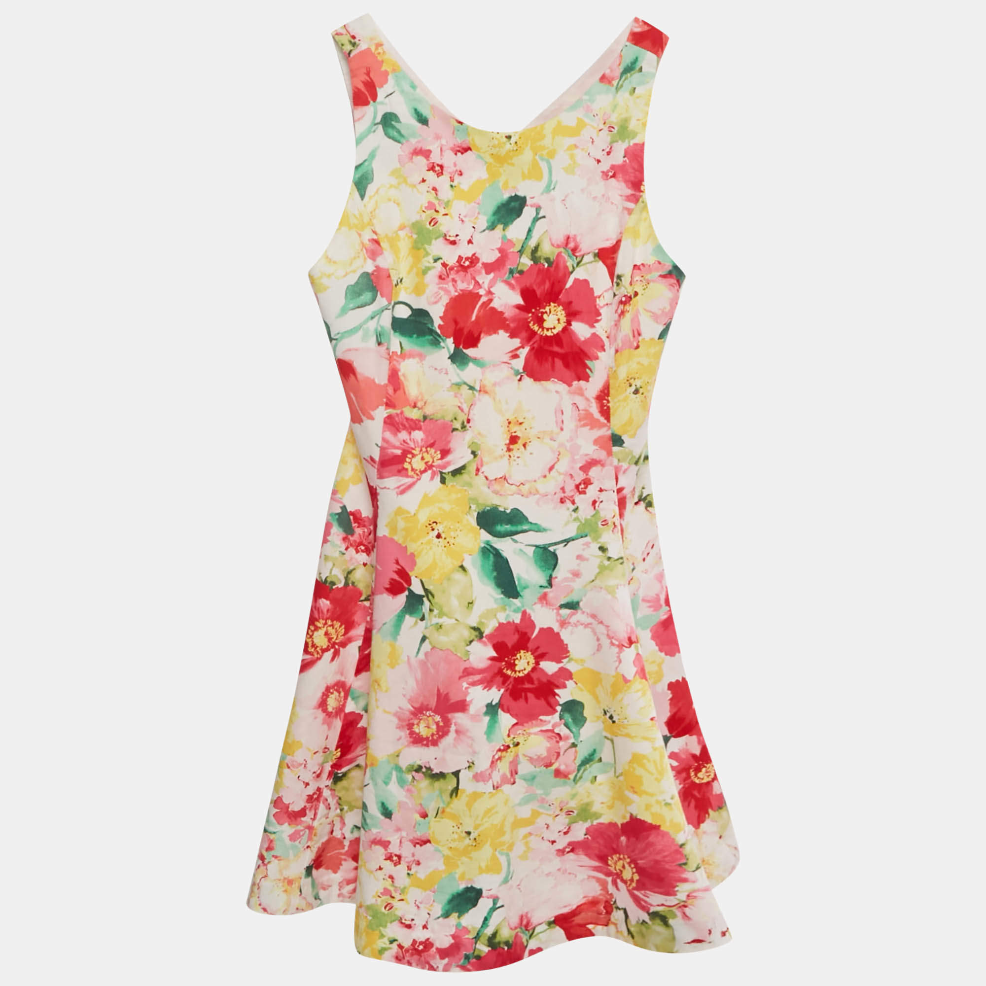 Pre Owned Polo Ralph Lauren Girls Multicolor Floral Print Cotton Flared Dress 14Yrs
