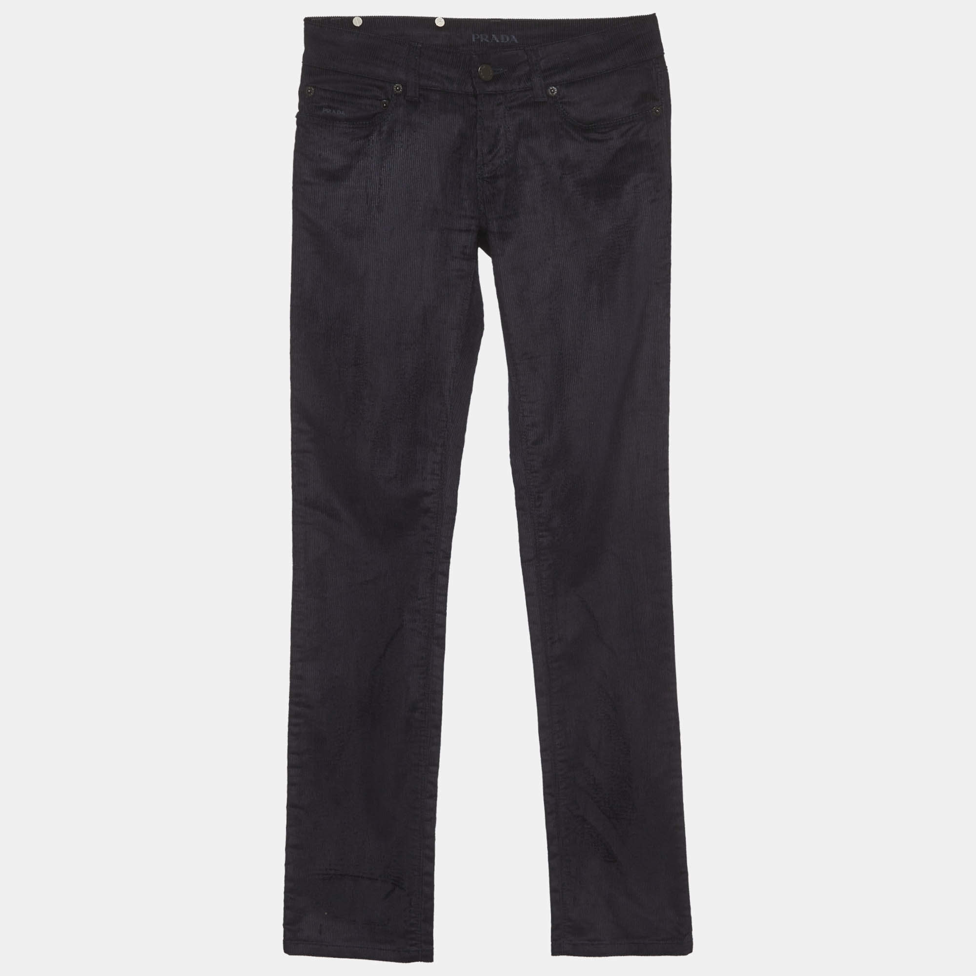 Pre Owned Prada Kids Navy Blue Corduroy Jeans 12 Yrs/Waist 28"