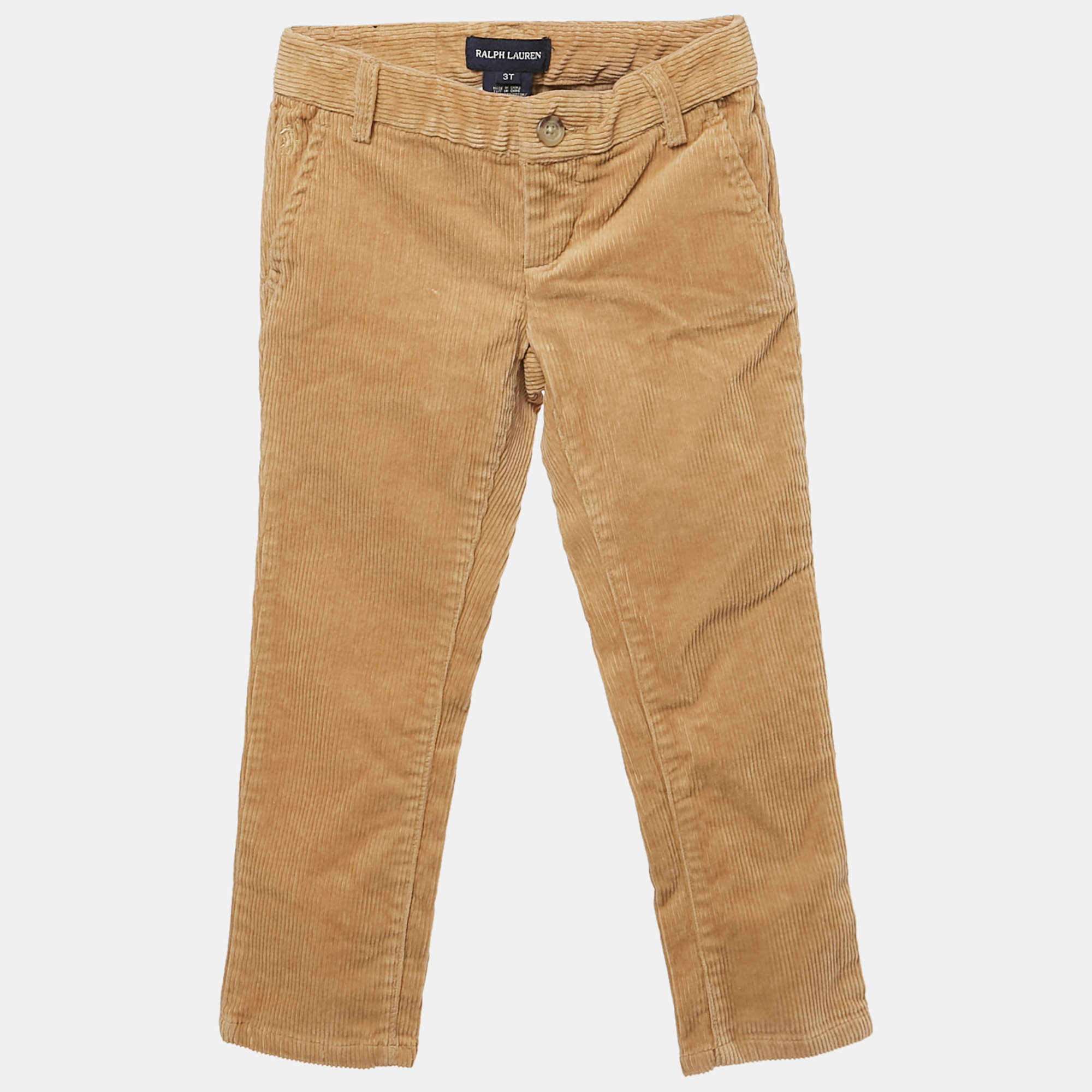 Pre Owned Ralph Lauren Khaki Brown Corduroy Skinny Pants 3 Yrs