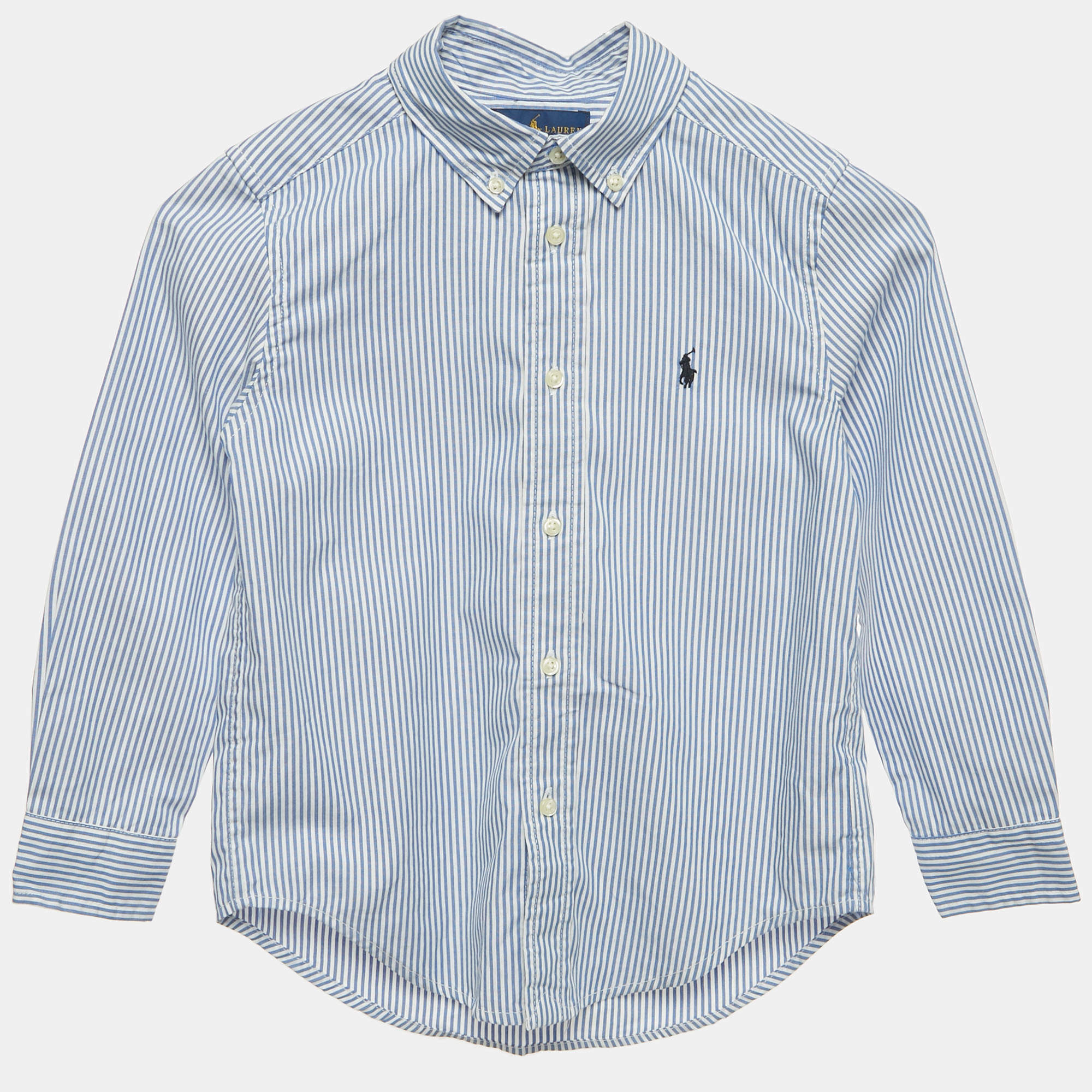Pre Owned Ralph Lauren Kids Blue Striped Cotton Shirt 5Yrs