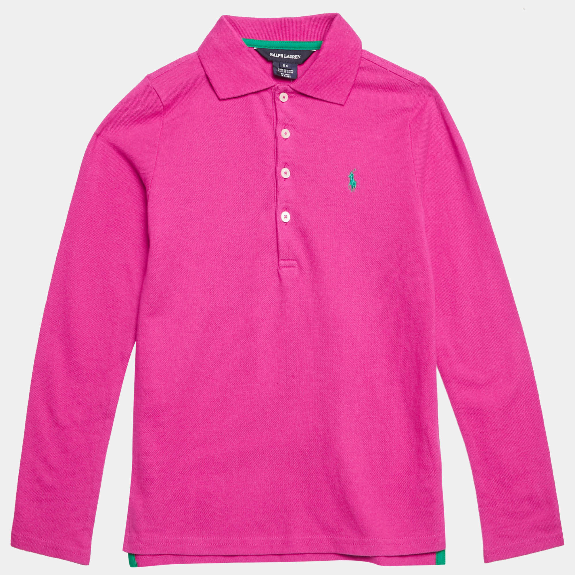 مملوكة مسبقًا Ralph Lauren Kids Preppy Pink Cotton Pique Long Sleeve Polo T-Shirt 6 Yrs 