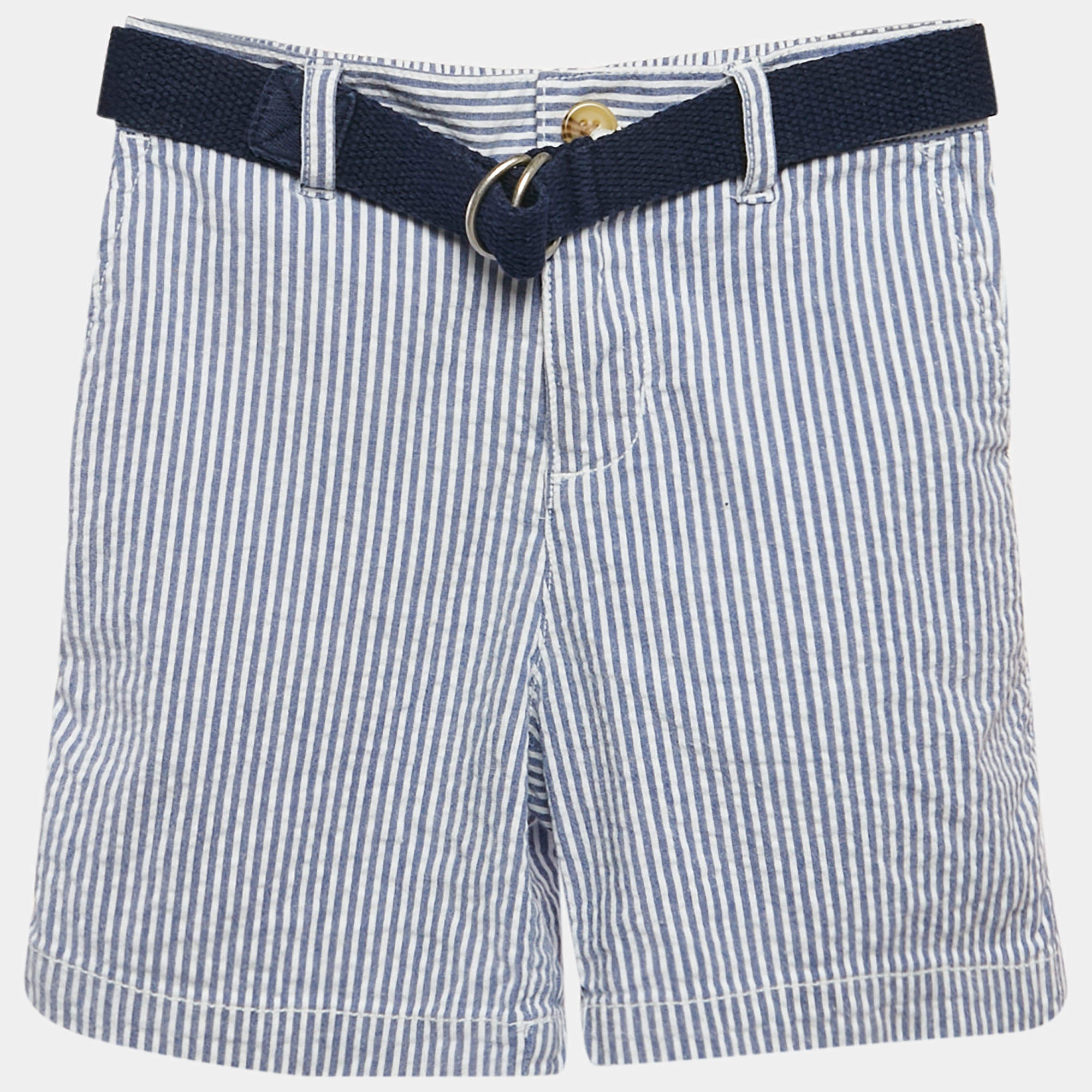 Pre Owned Ralph Lauren Kids Blue Stripe Cotton Shorts 24 M
