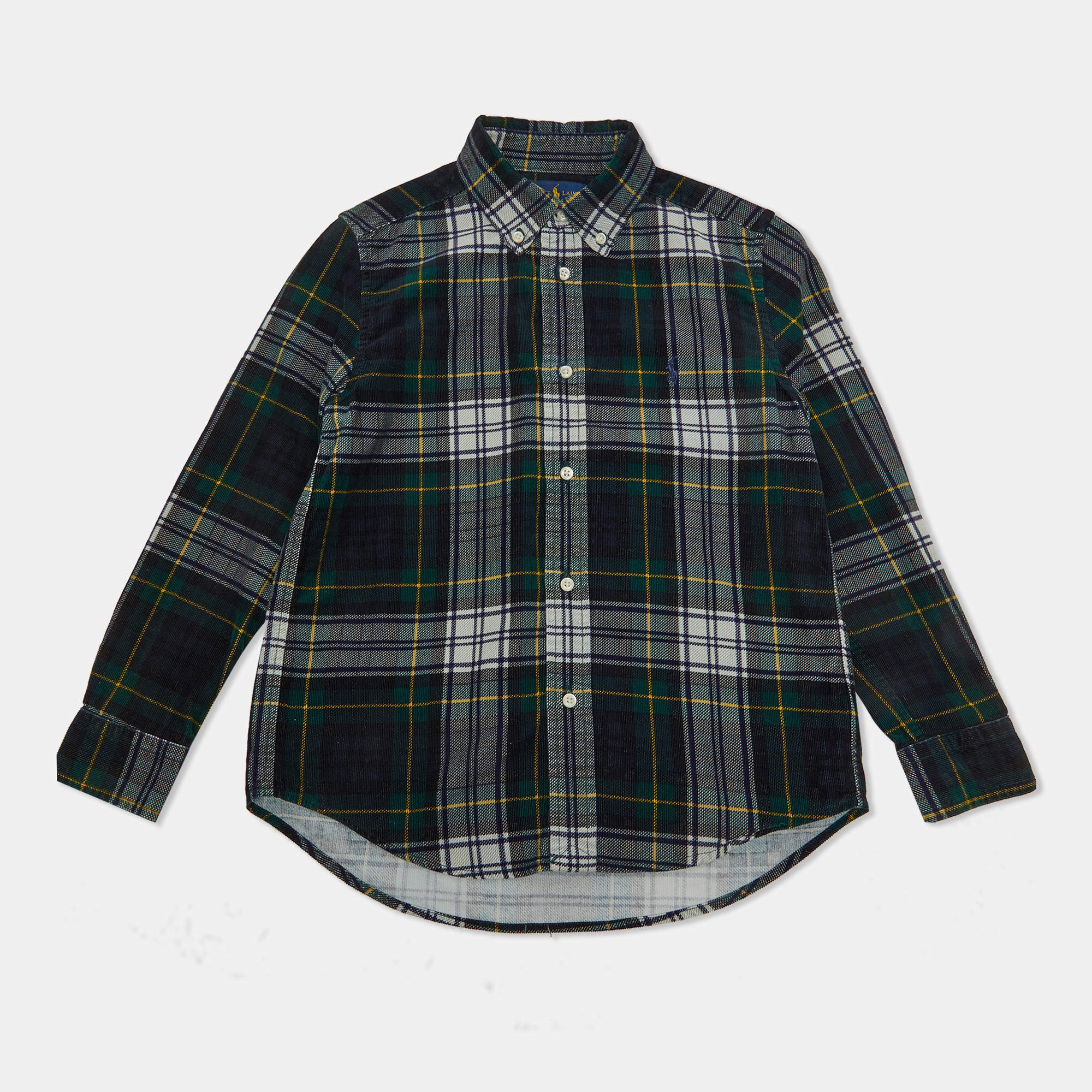 مملوكة مسبقًا Ralph Lauren Kids Multicolour Tartan Plaid Corduroy Button Down Shirt 7Yrs