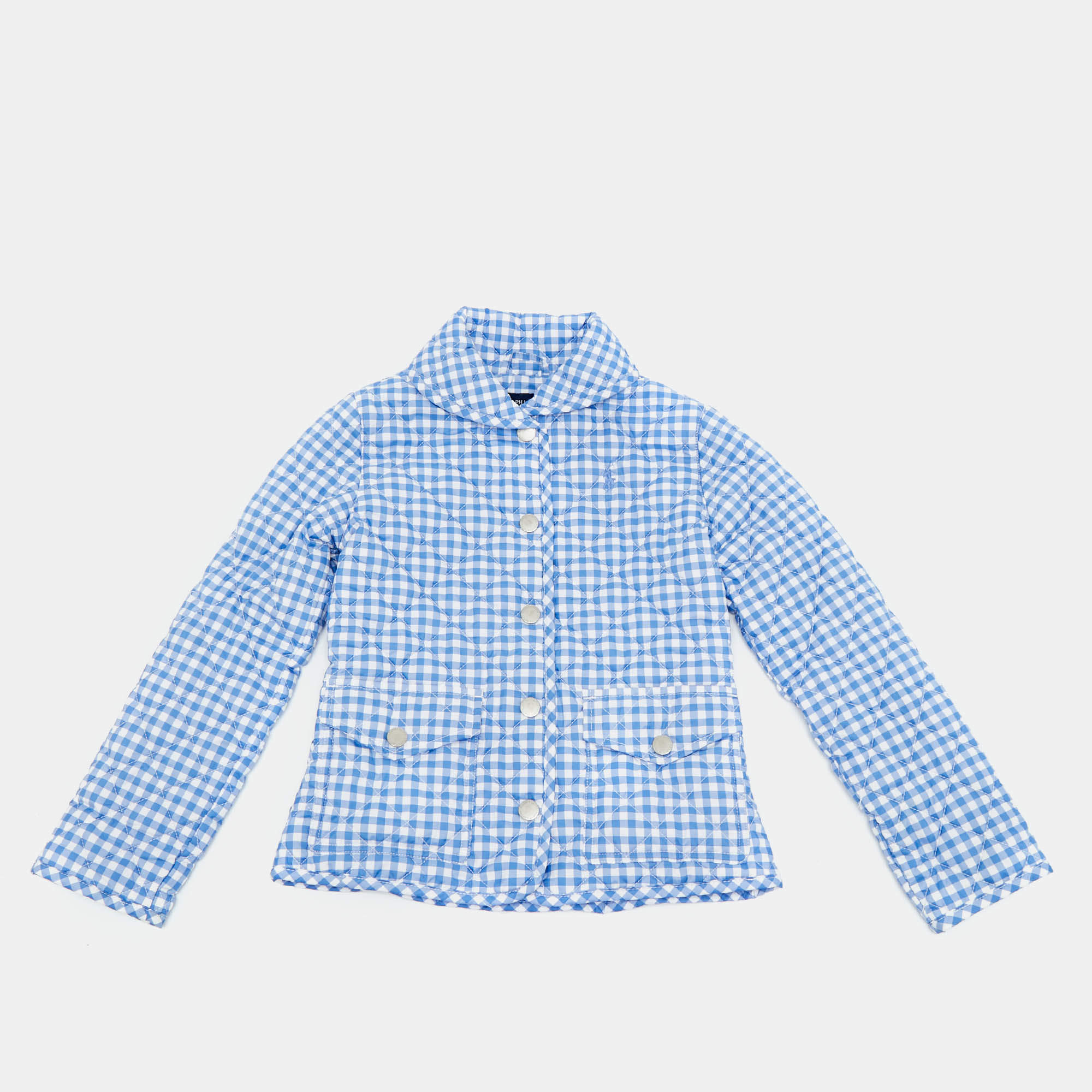 Pre Owned Ralph Lauren Kids Blue Gingham Quilted Jacket S/7 Yrs