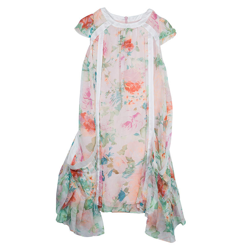 Roberto Cavalli Angels Multicolor Floral Print Silk Dress 10 Yrs 