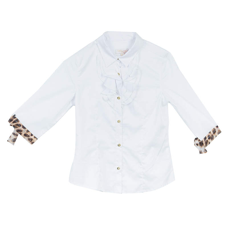 قميص روبرتو كافالي آينجلز أبيض برقبة بكرانيش وأزرار أمامية 8 سنوات
