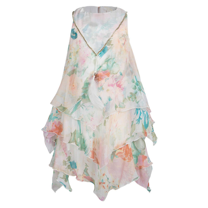 Roberto Cavalli Angels Floral Printed Chiffon Layered Sleeveless Dress 4 Yrs