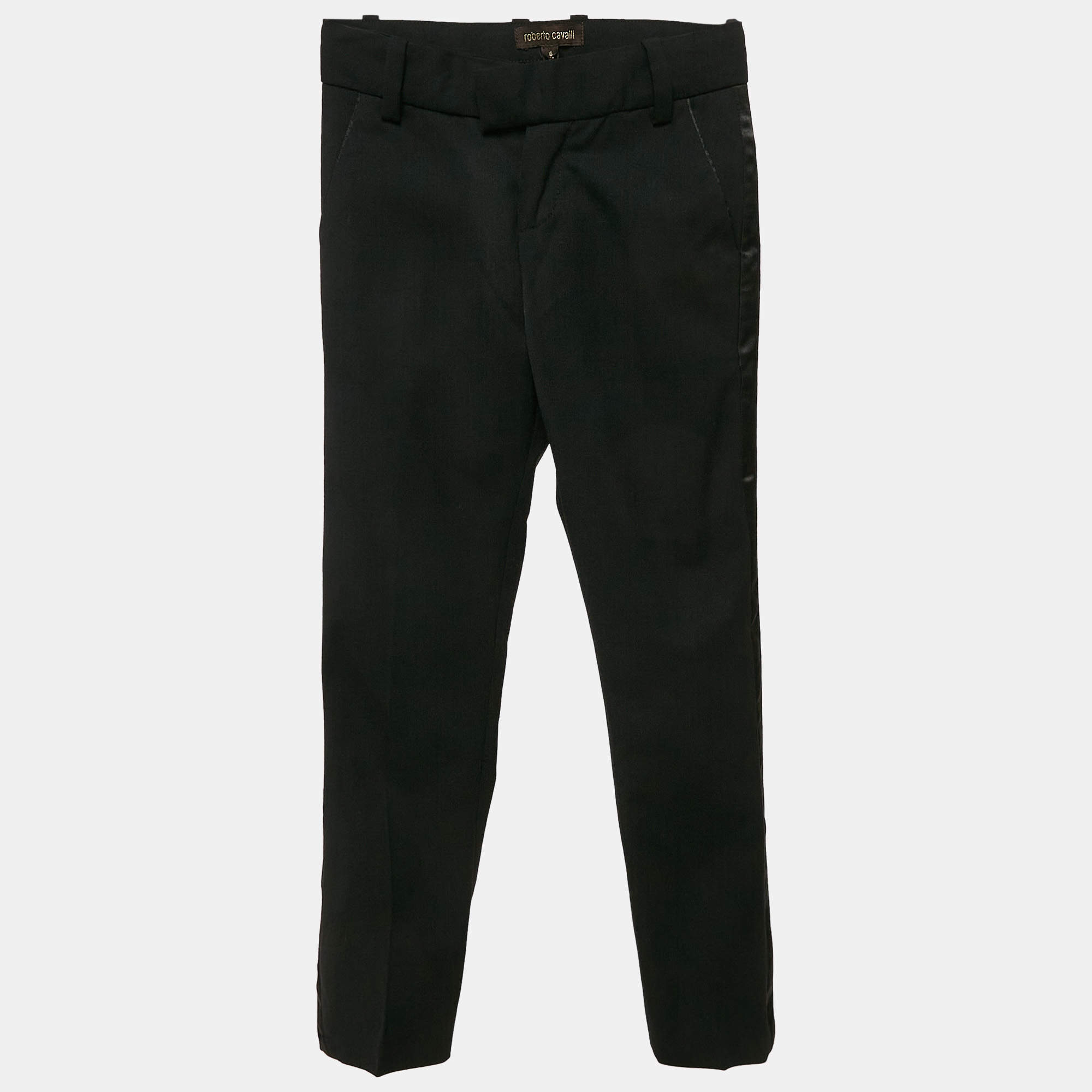 Roberto Cavalli Black Wool Side Trimmed Trousers 6 Yrs