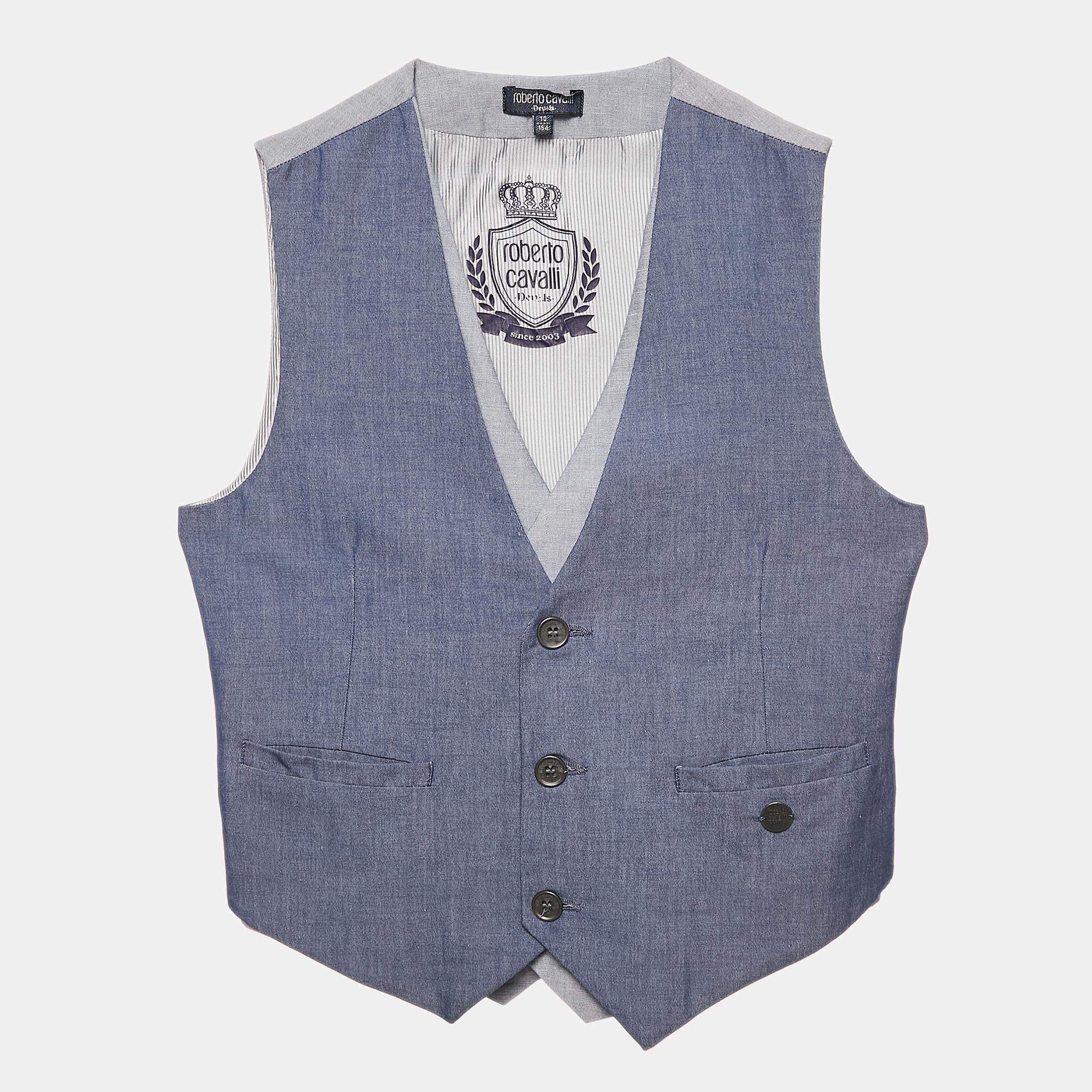 Pre Owned Roberto Cavalli Devils Blue Lollypop Waistcoat 10 Yrs