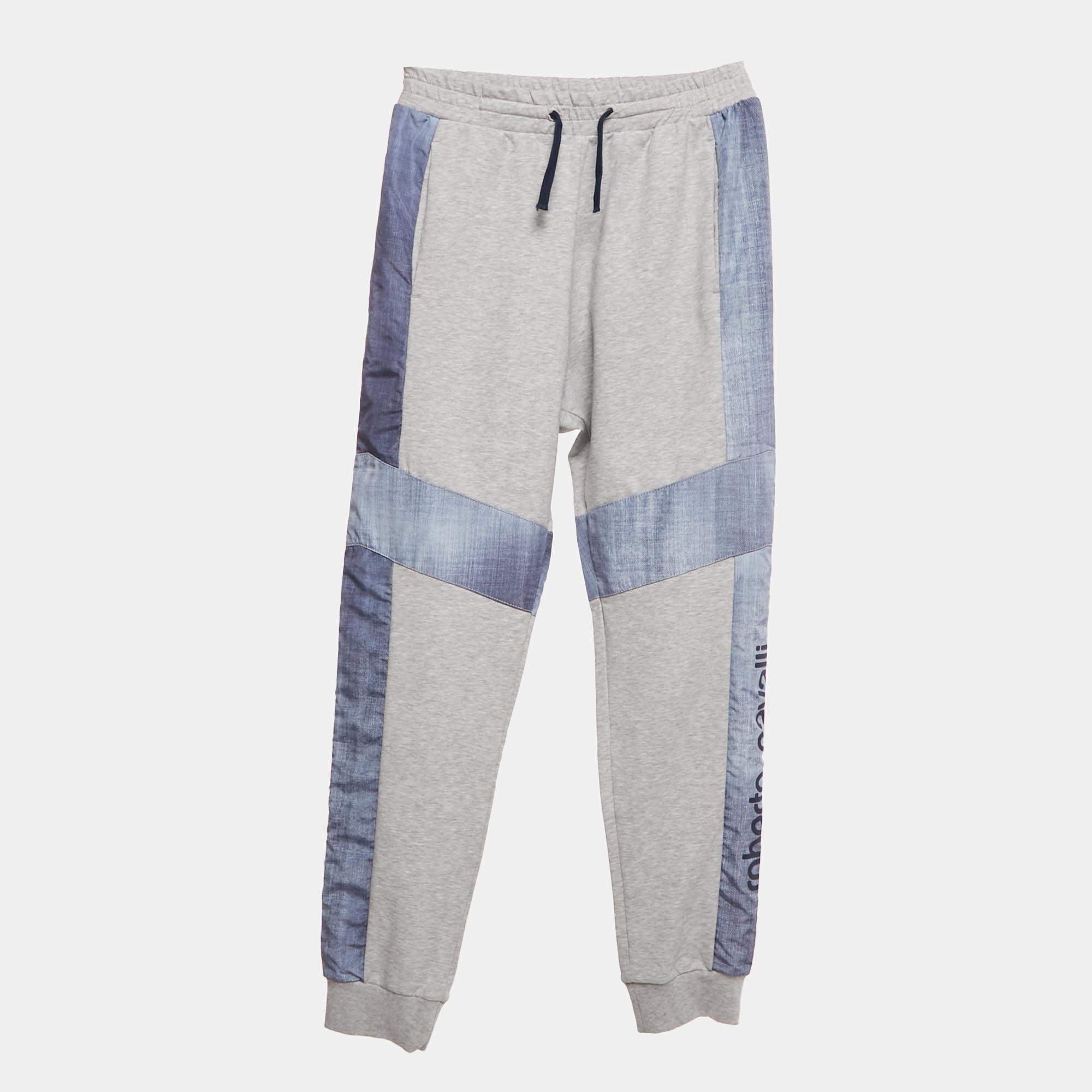 Pre Owned Roberto Cavalli Junior Grey Jersey Jogger Pants L/(16-18 Yrs)