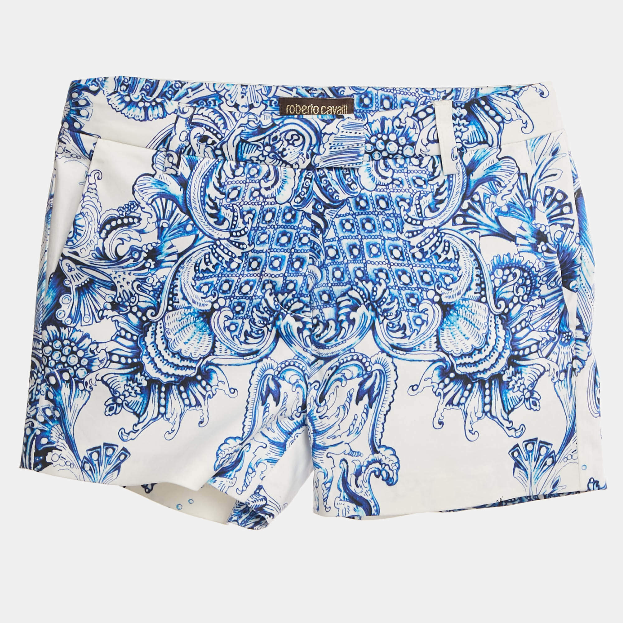 Pre Owned Roberto Cavalli Kids White Printed Cotton Short 10-12 Yrs 