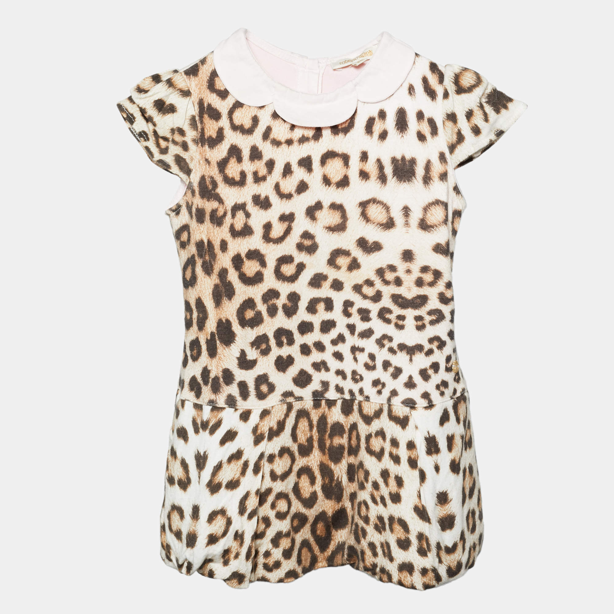 Pre Owned Roberto Cavalli Brown Leopard Jersey Dress 24M
