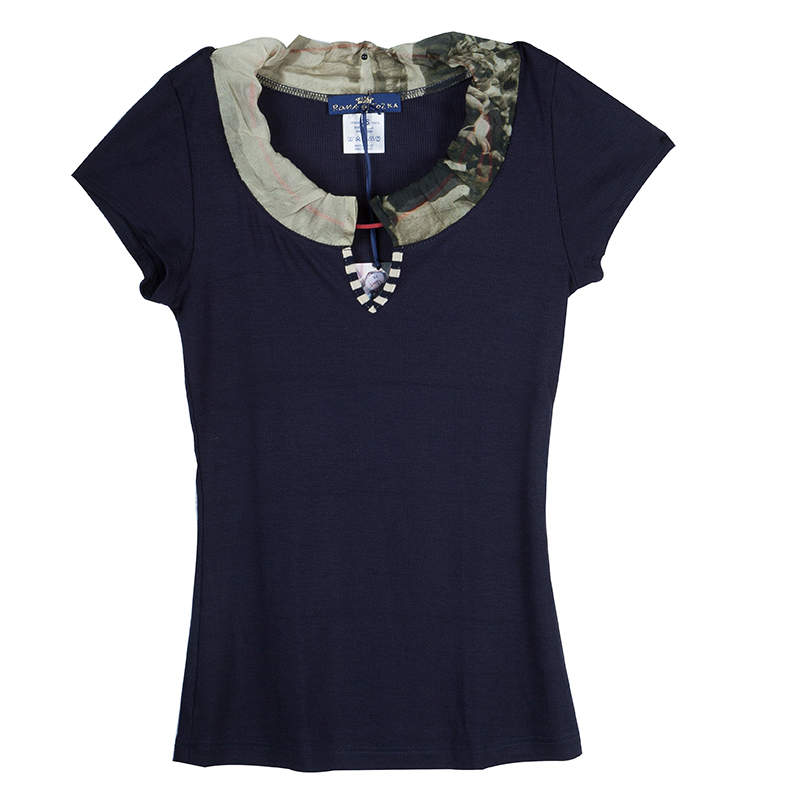 Roma e Tosca Navy Blue Contrast Neckline Tshirt 14 Yrs 