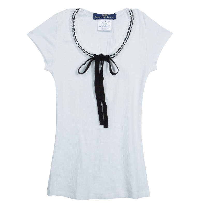 Roma e Tosca White Lace Trim Tshirt 6 Yrs 