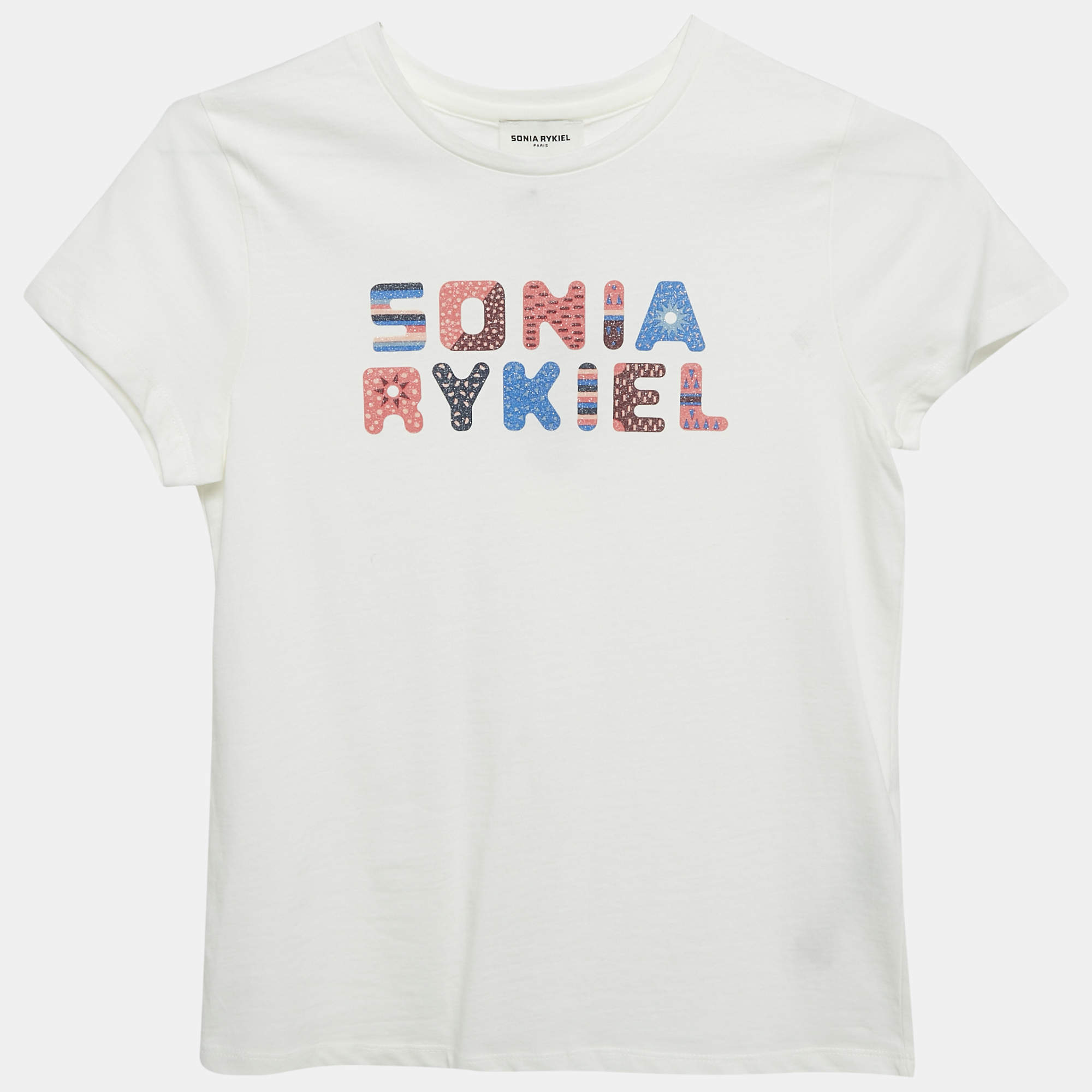 Pre Owned Sonia Rykiel Kids White Printed Jersey T-Shirt 12 Yrs 