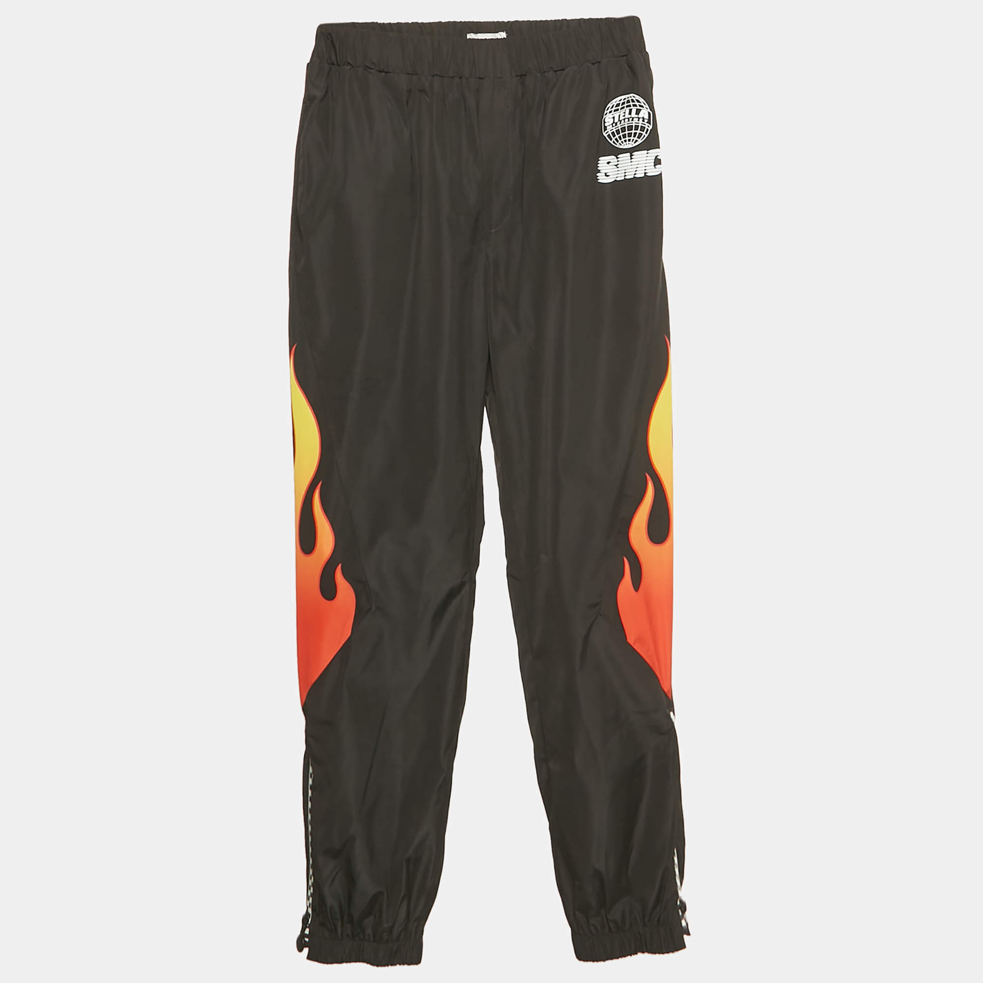 Pre Owned Stella McCartney Kids Black Flame Print Synthetic Trousers 14Yrs 