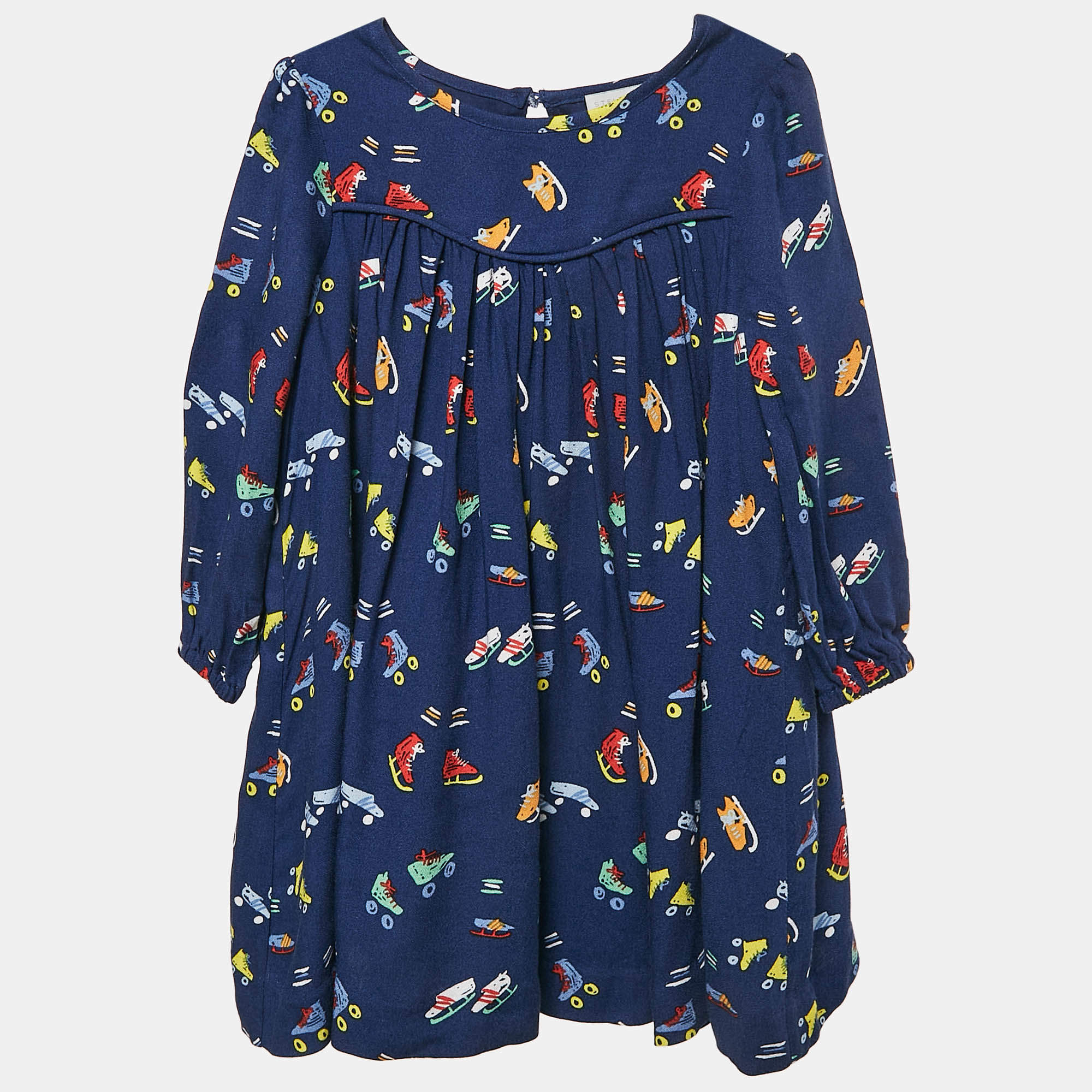 Stella McCartney Blue Skate Print Crepe Dress 18 M