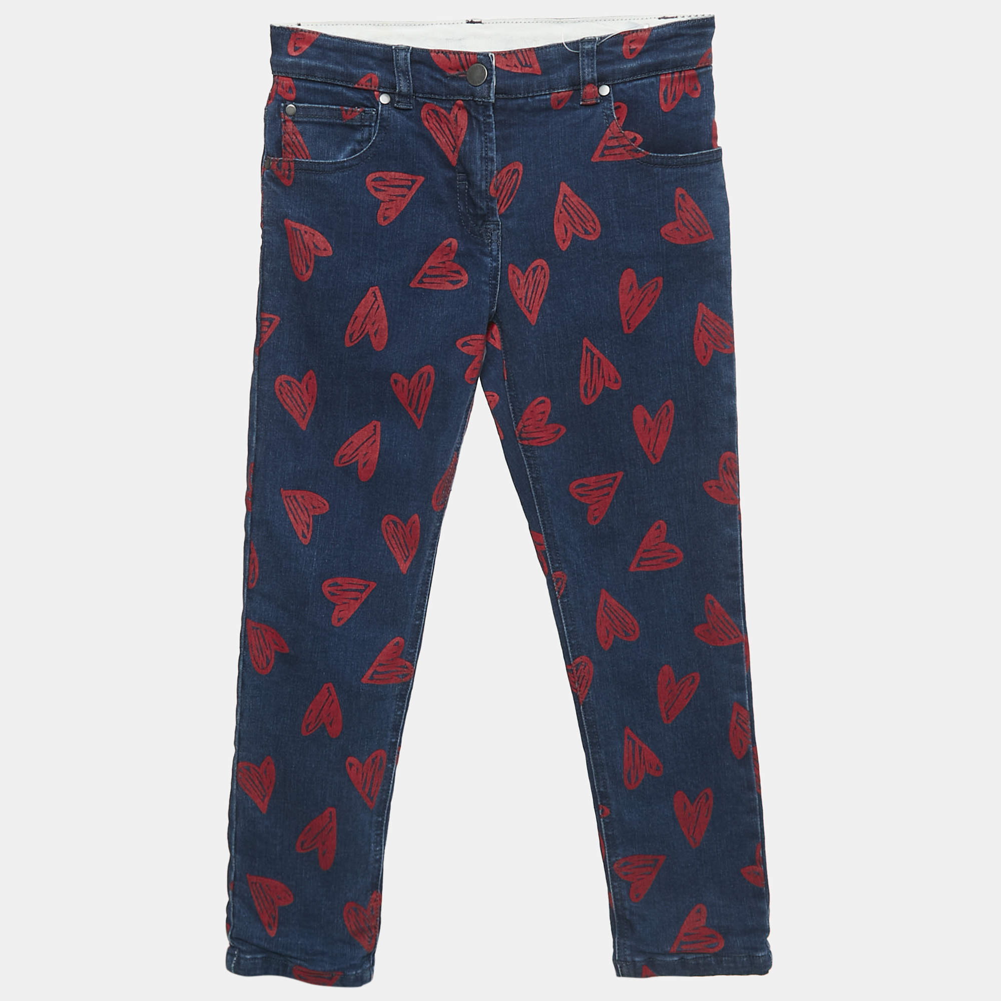 Stella McCartney Kids Blue Heart Print Denim Jeans 8 Yrs Waist 24"