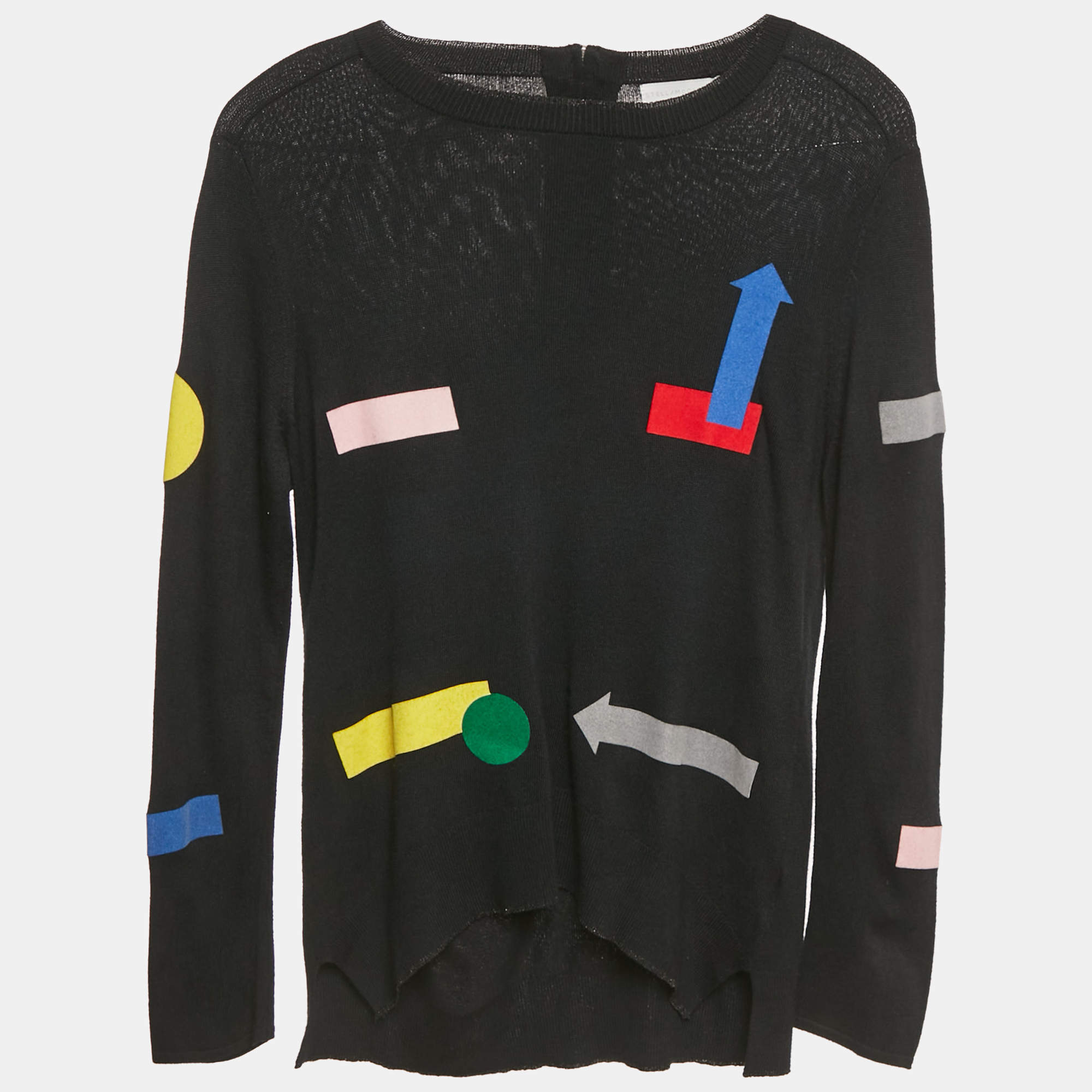 Pre Owned Stella McCartney Kids Black Applique Knit Sweatshirt 10 Yrs