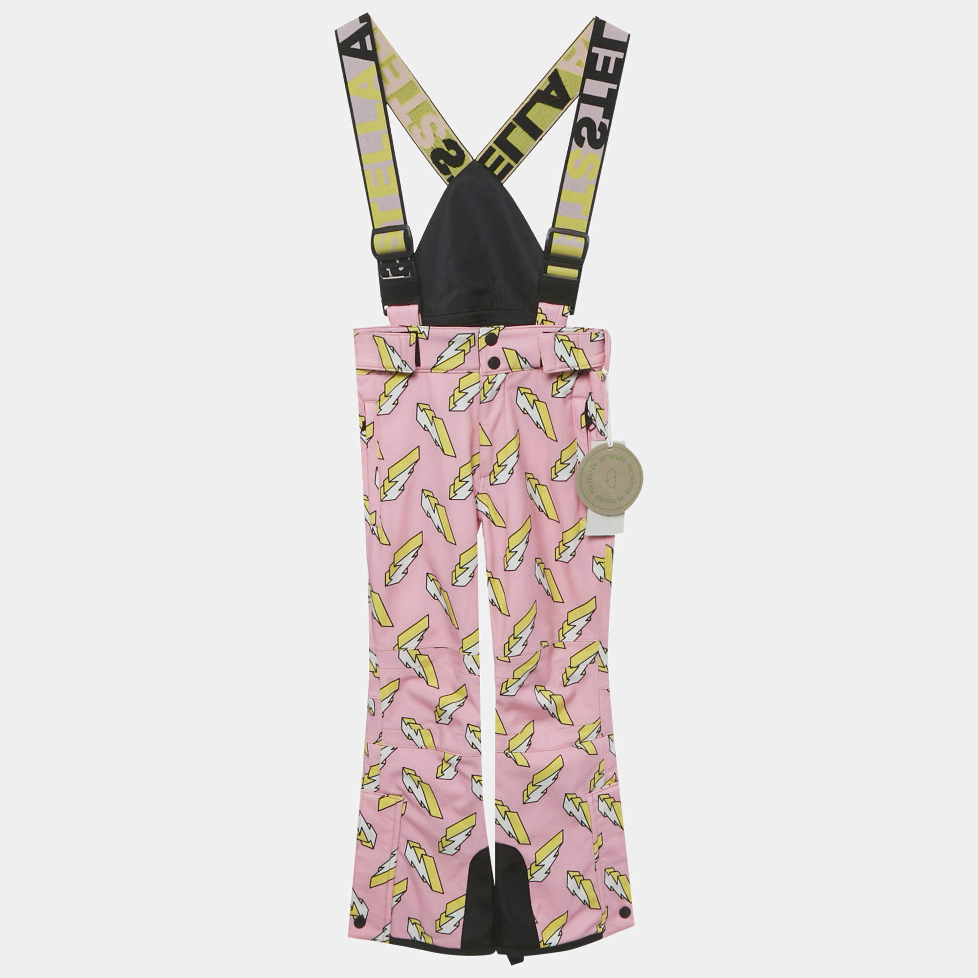 Pre Owned Stella McCartney Kids Pink Lightning Bolt Print Synthetic Ski Trousers 6 Yrs