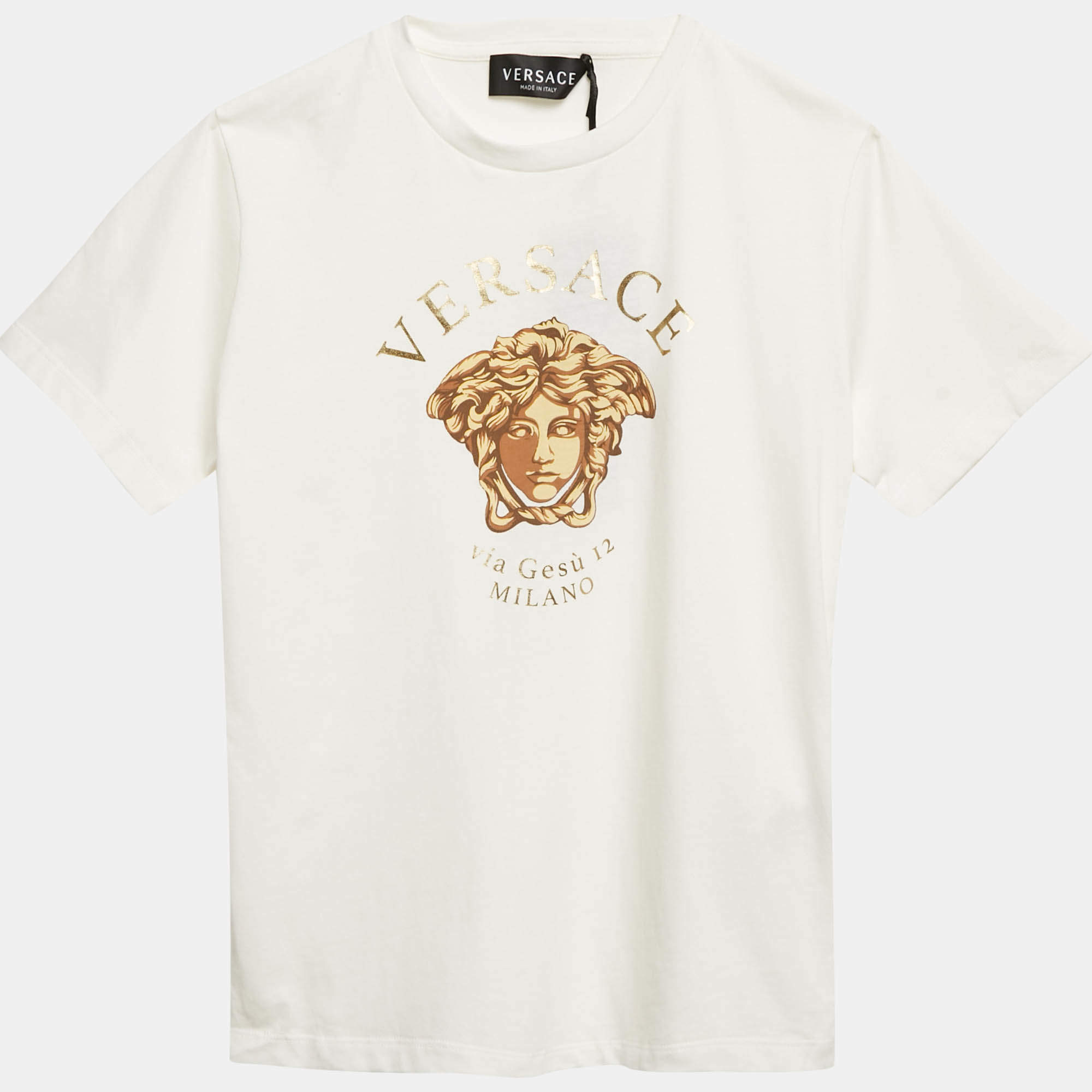 Versace Kids White Medusa Print Jersey T-Shirt 10 Yrs 