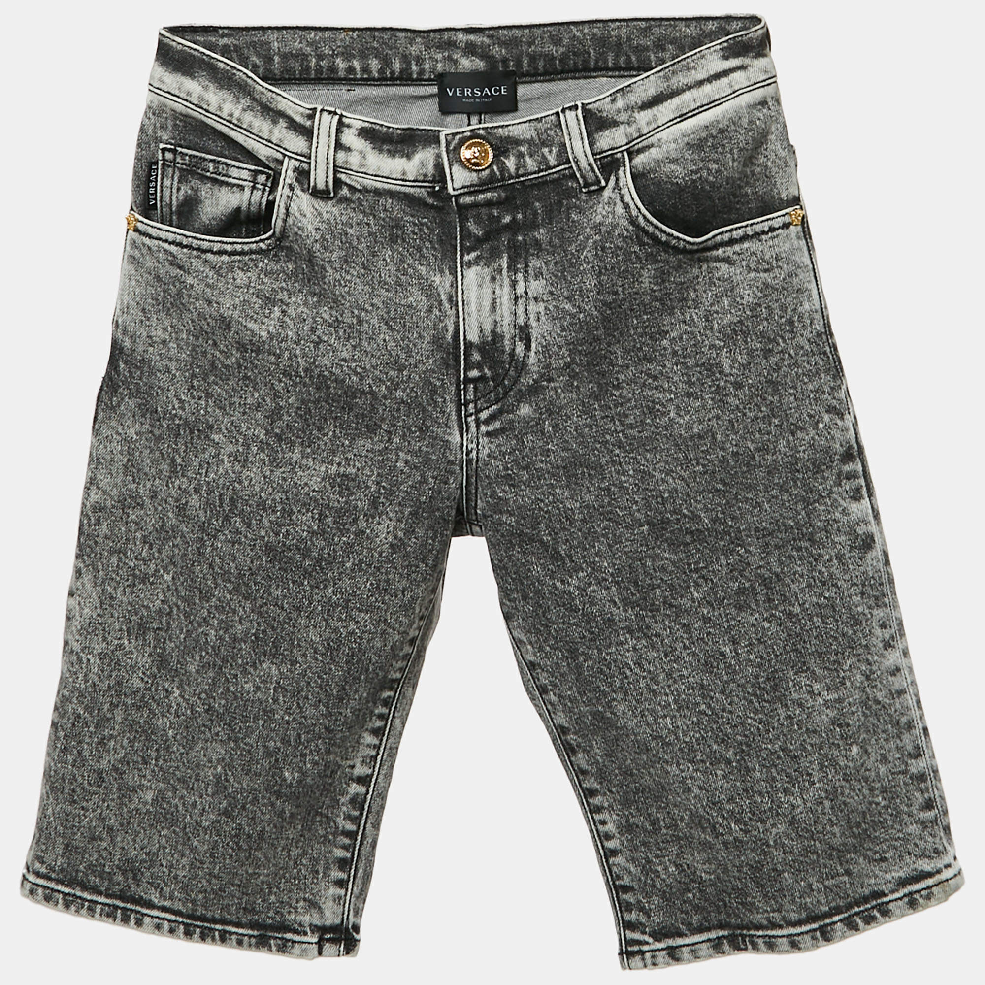 Versace Kids Grey Washed Denim Bermuda Shorts 12 Yrs Waist 28"