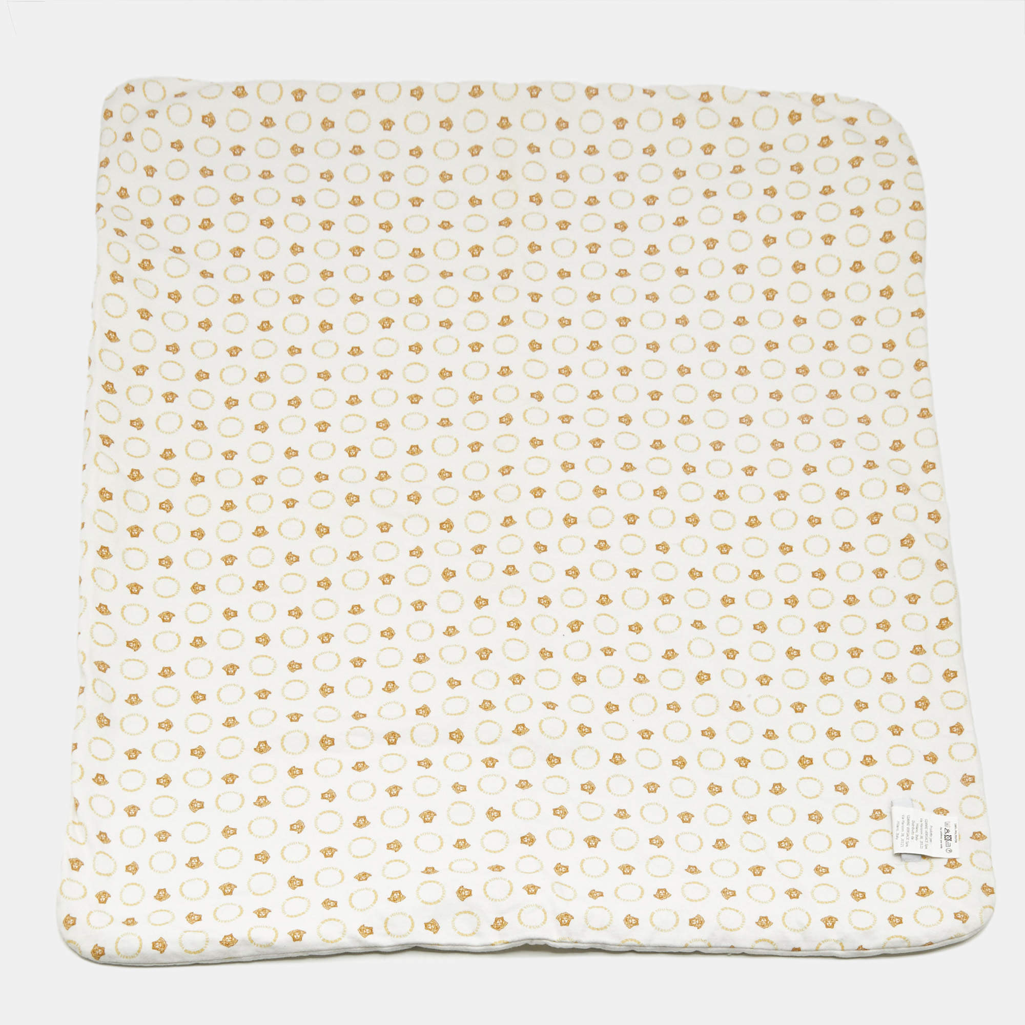 Pre Owned Young Versace White Medusa Print Cotton Baby Blanket 