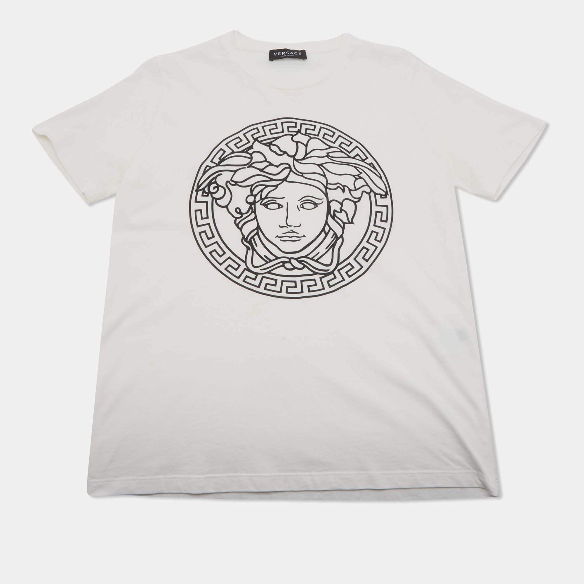 Pre Owned تي شيرت فيرساتشي أطفال أبيض بياقة دائرية قطنية بطبعة ميدوسا 14 سنة