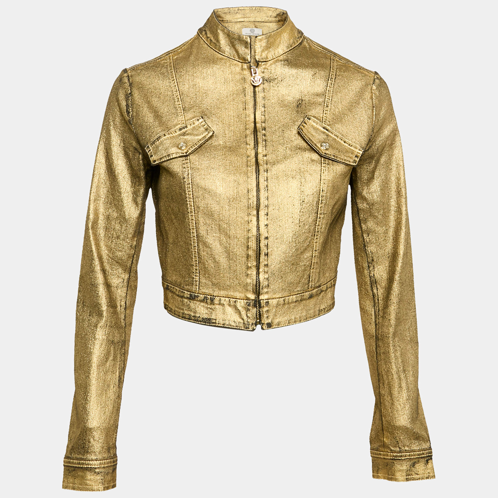 Young Versace Gold Coated Zip-Up Jacket XXL