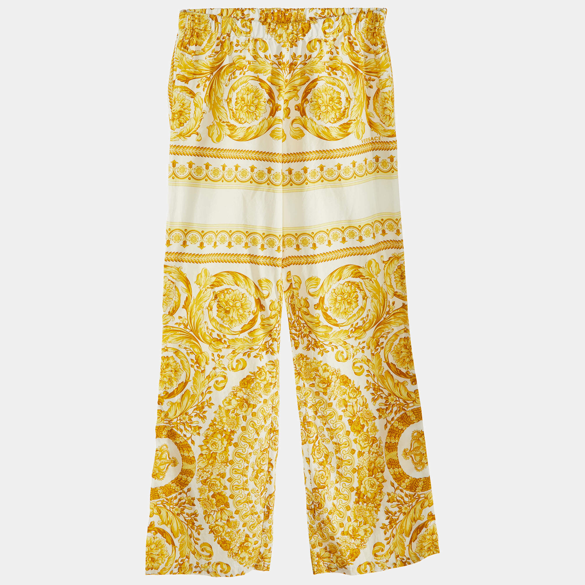 Versace White printed Cotton Pants 14R