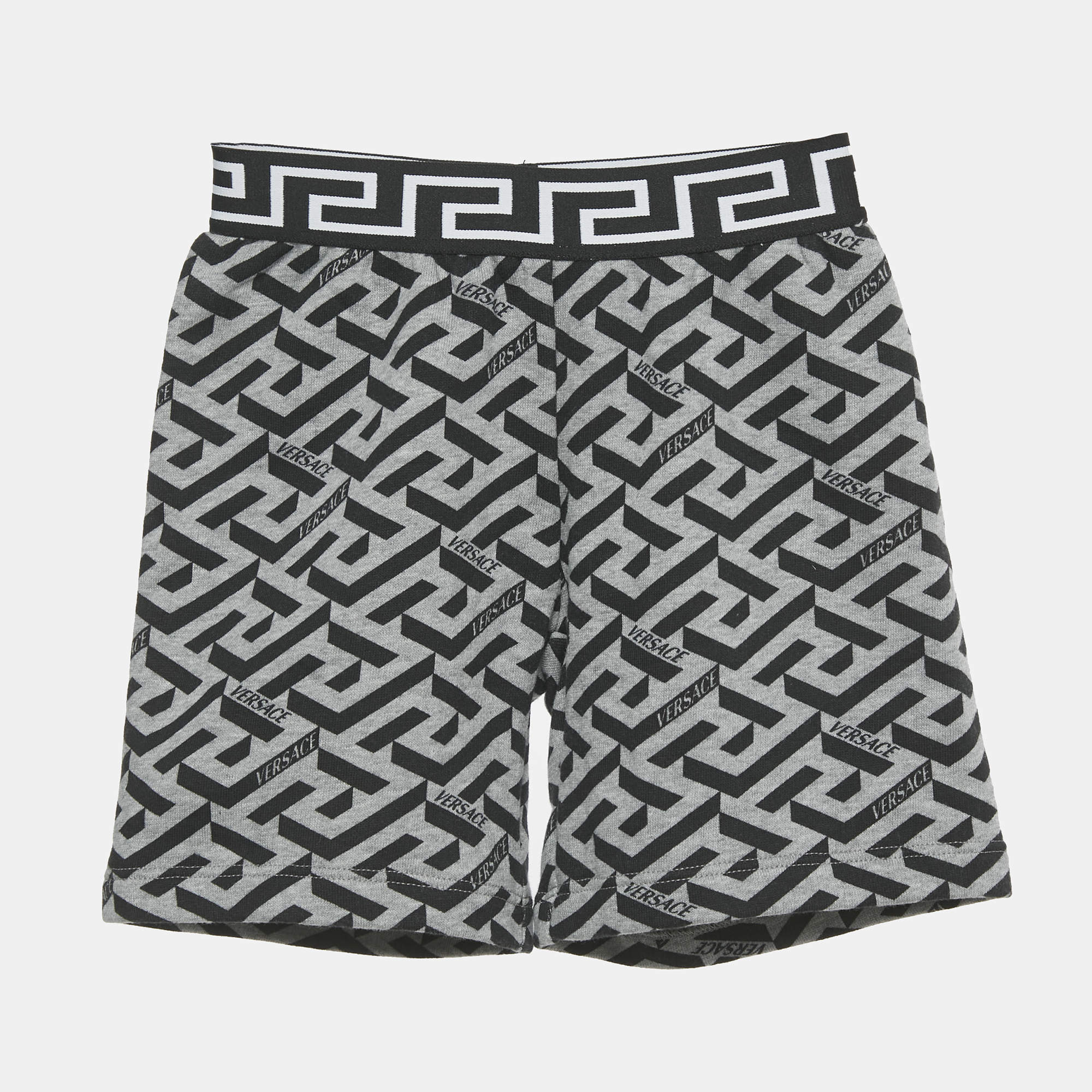 مملوكة مسبقًا Versace Kids Grey Printed Jersey Shorts 36M
