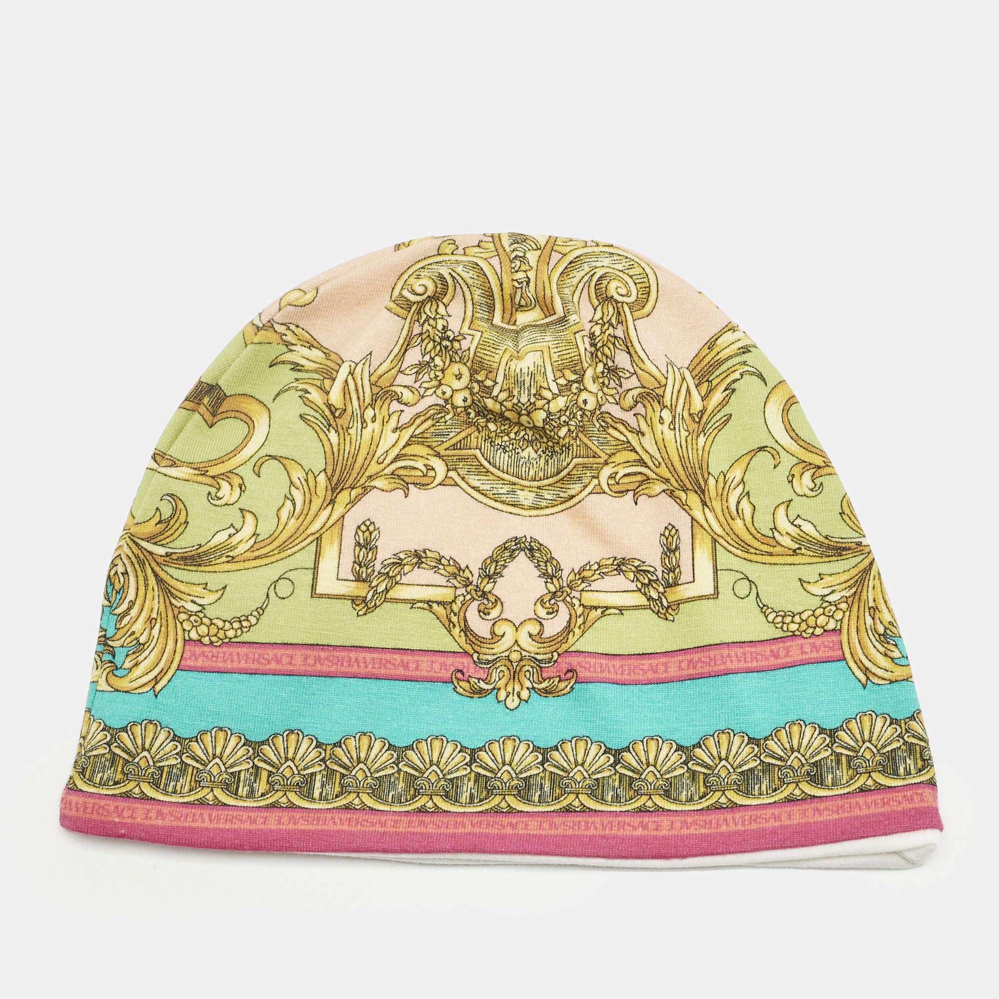 Pre Owned Versace Kids Multicolor Printed Cotton Baby Hat 6-12M