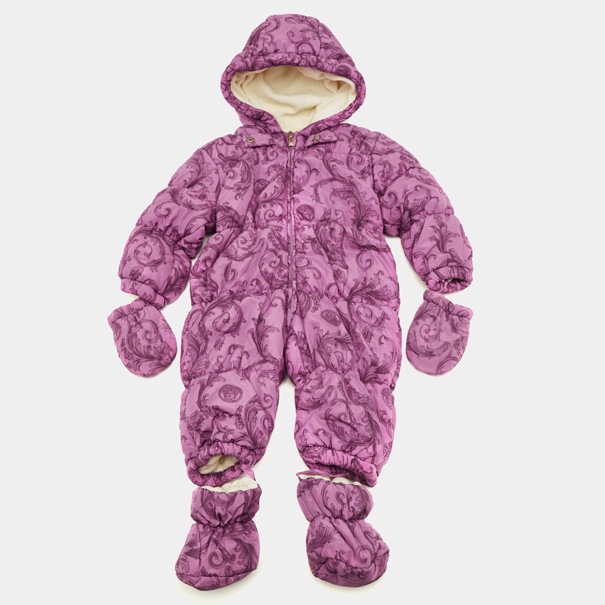 مملوكة مسبقًا بدلة يانغ فيرساتشي بنقشة بروكو أرجواني مبطنة 12 شهر