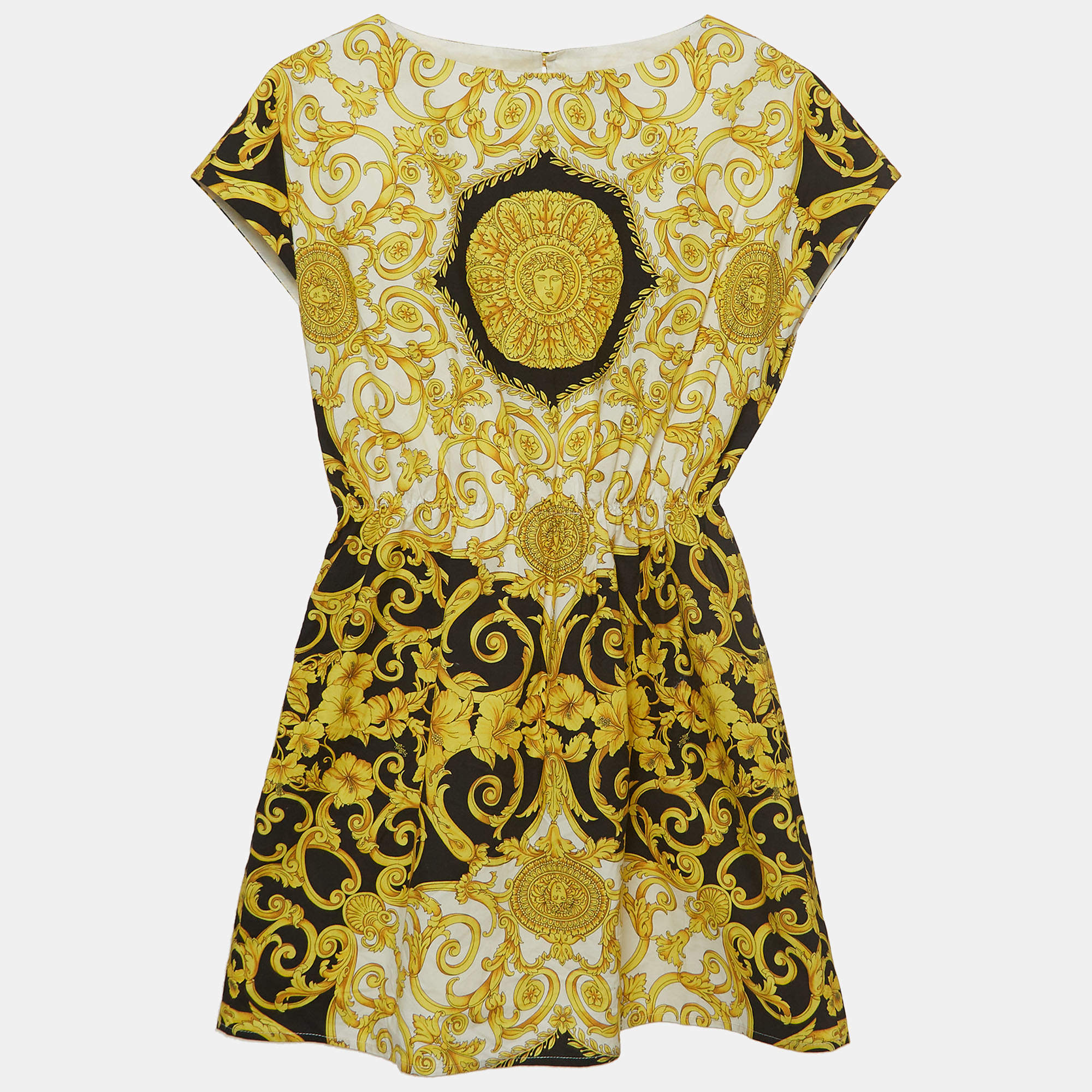 Young Versace Black/Gold Baroque Print Cotton Dress (12 Yrs)