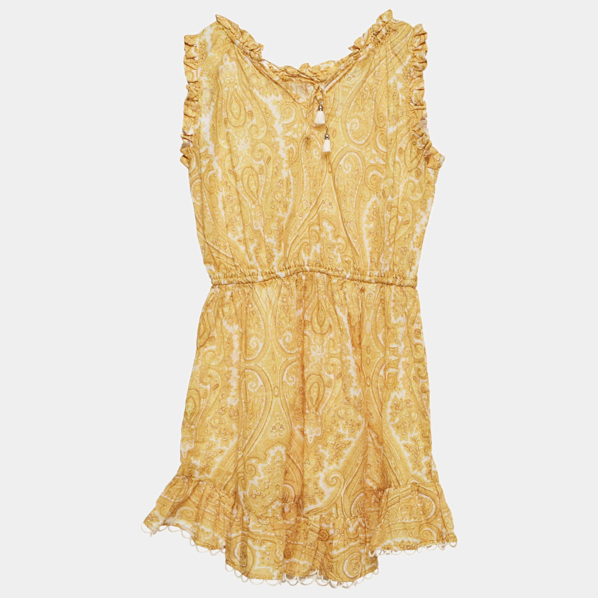 Zimmermann Kids Yellow Paisley Print Cotton Dress 8 Yrs 