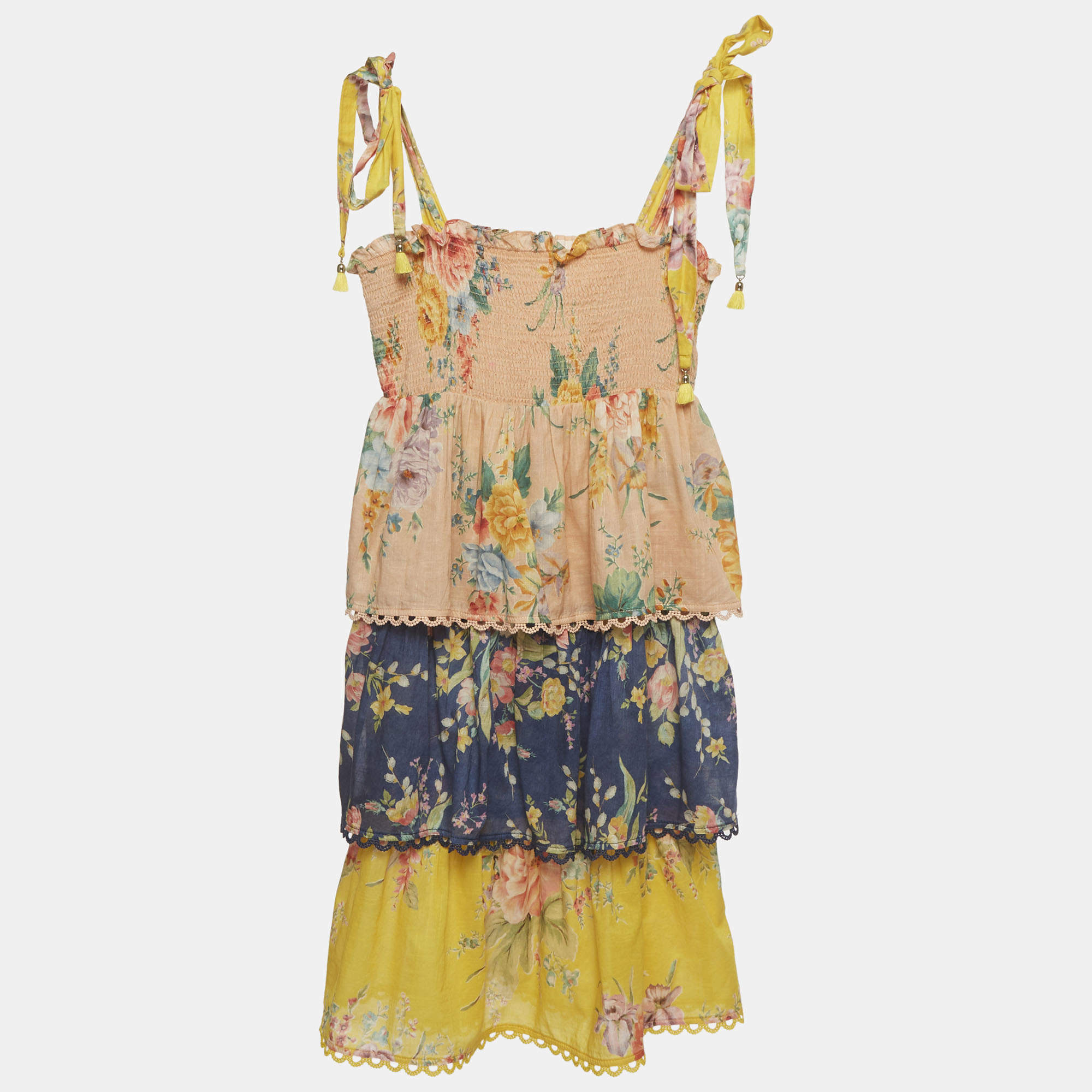 Pre Owned Zimmermann Kids Multicolor Floral Print Tiered Zinnia Dress 8Yrs