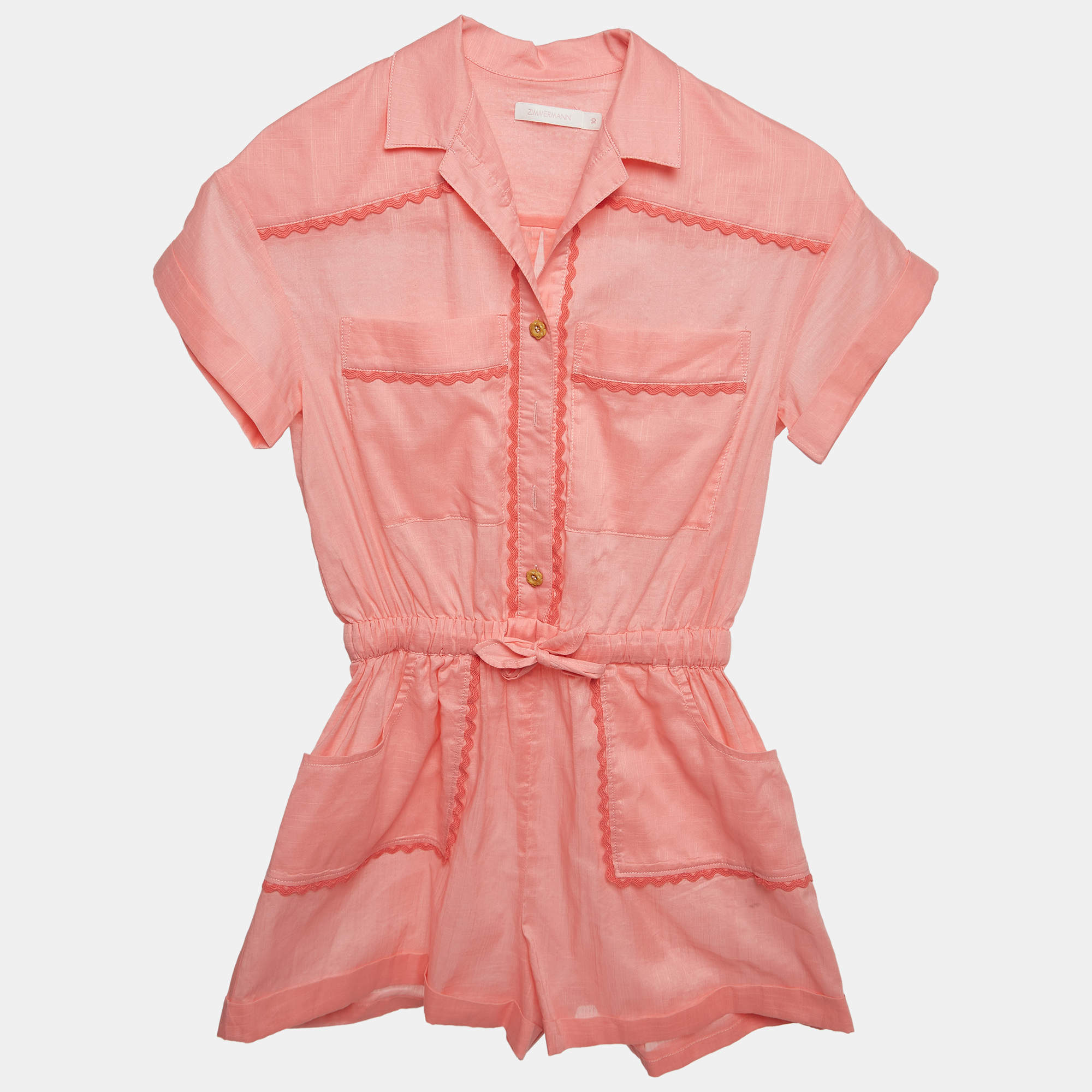 Zimmermann Pink Cotton Playsuit (10 Yrs)
