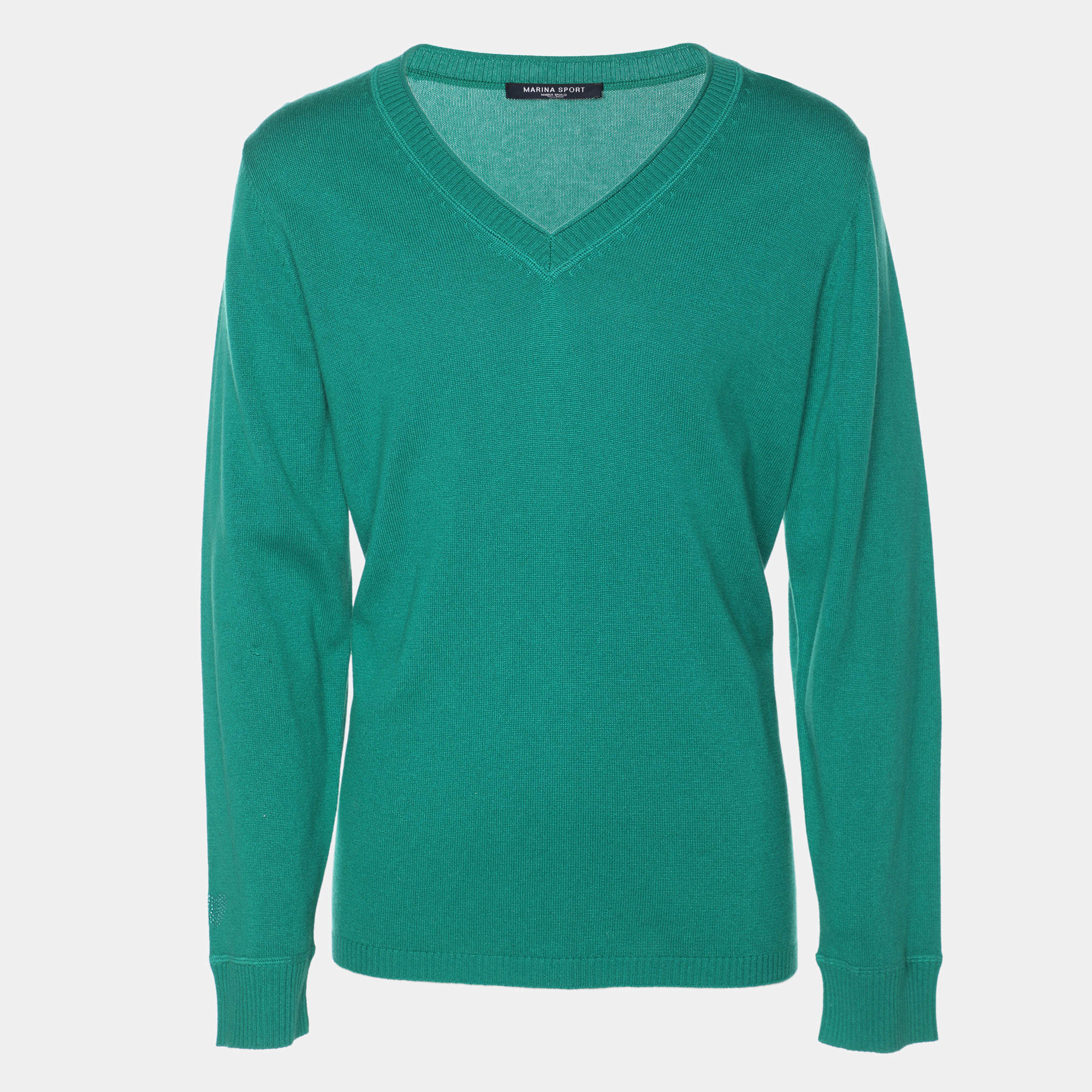 Pre Owned Marina Sport by Marina Rinaldi Green Silk Blend Sweater L