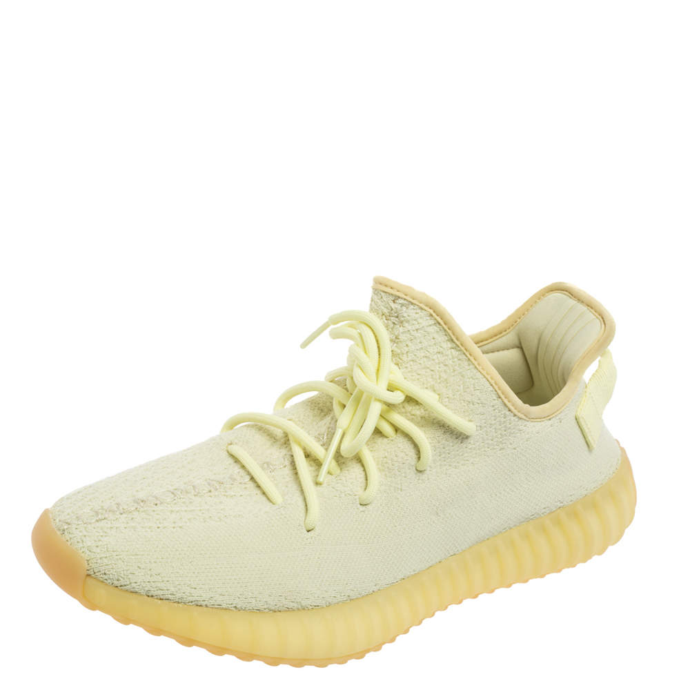 Pre Owned Yeezy x Adidas Pastel Green Knit Fabric Boost 350 V2 Sneakers Size 44