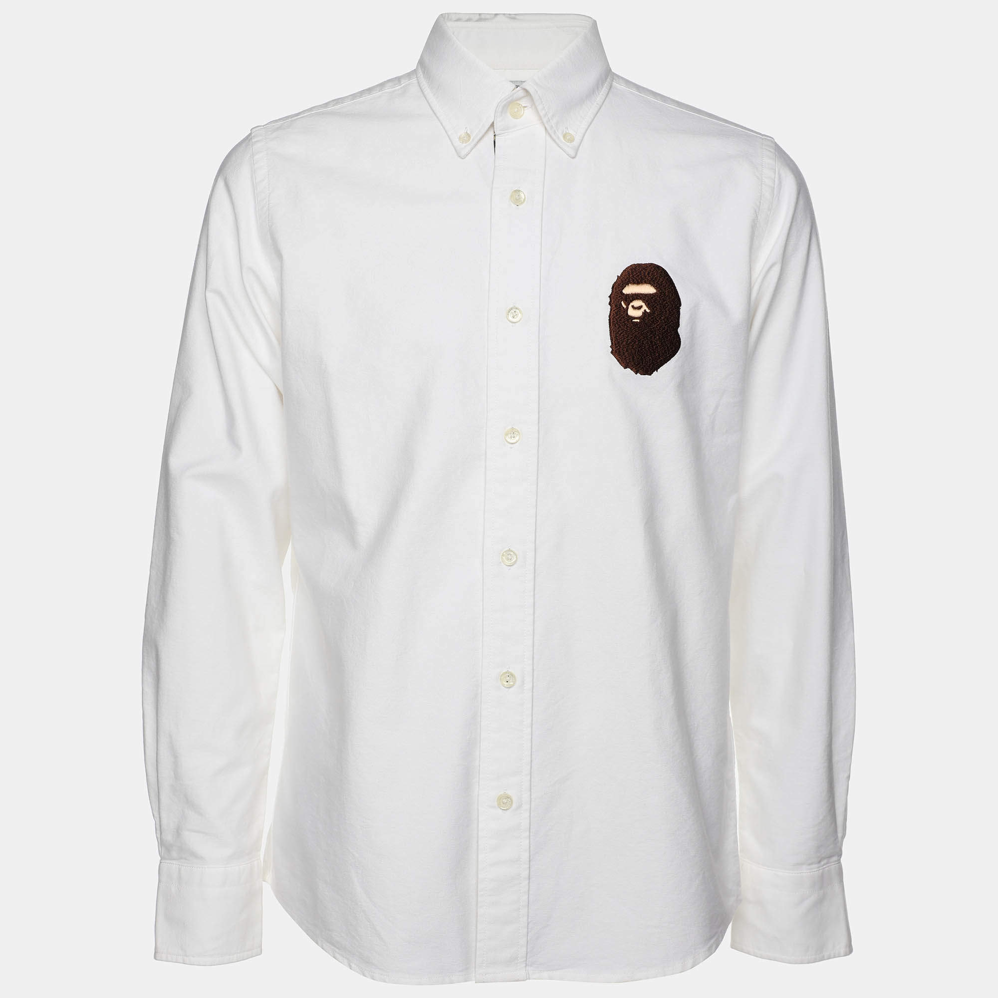 A Bathing Ape White Cotton Button Front Shirt S