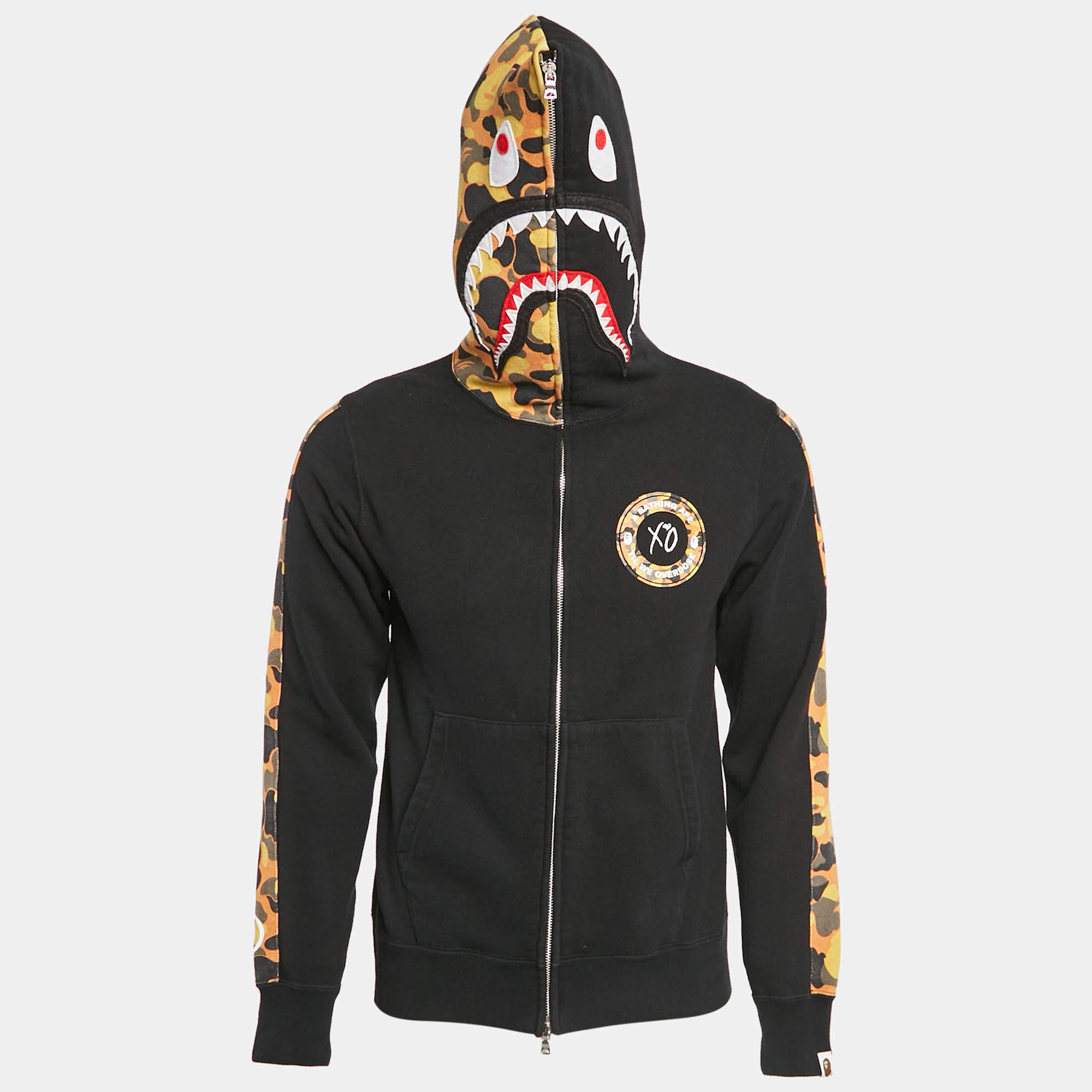 A Bathing Ape Black Bape Shark Applique Zip Up Hoodie M A Bathing Ape TLC