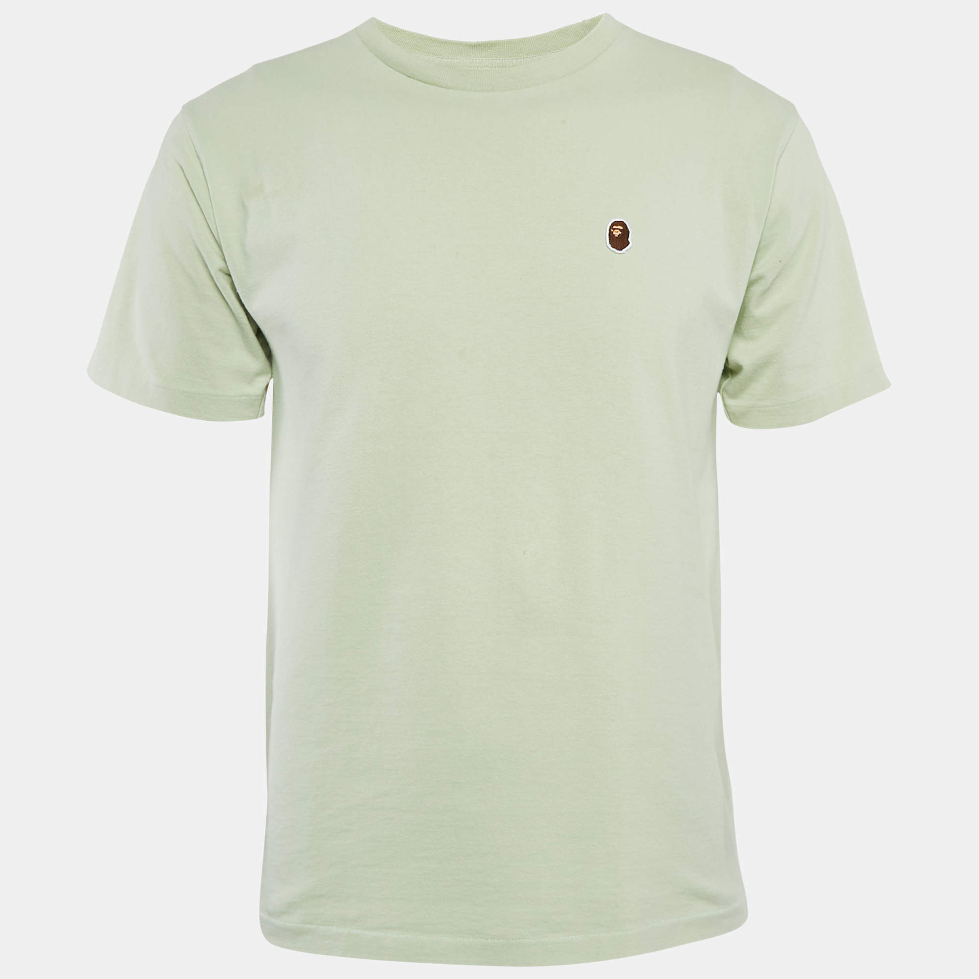 Pre Owned A Bathing Ape Green Cotton Crew Neck T-Shirt M