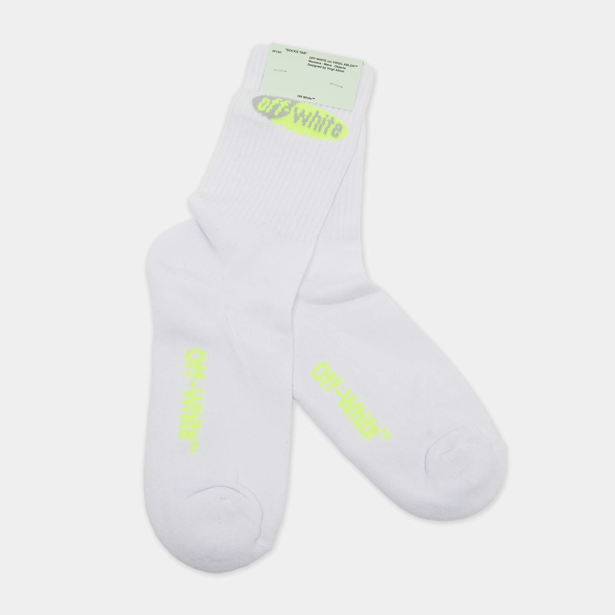 Pre Owned Off White White Split Logo Cotton Socks One Size
