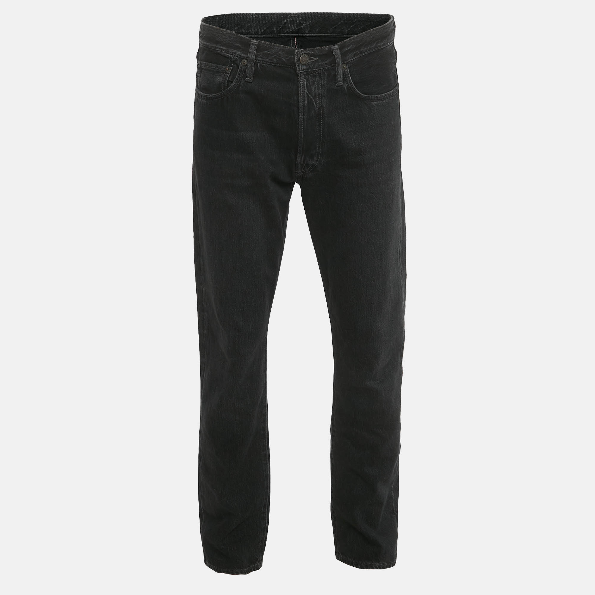 Pre Owned Acne Studios Black Denim 1996 Regular Fit Jeans L Waist 32"