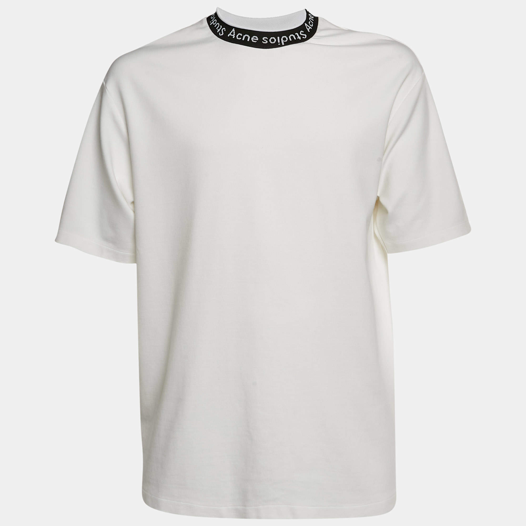 مملوكة مسبقًا تي شيرت أكني ستوديوز قطن بيج فاتح إدلوند بشعار مقاس صغير - سمول